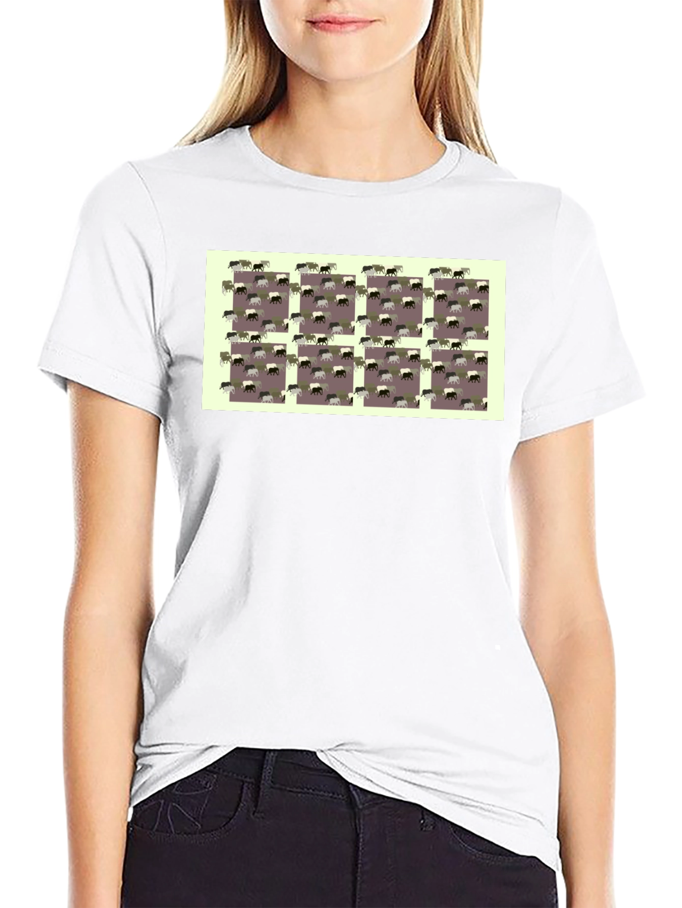 Novelty Elephant Pattern Black T-Shirt