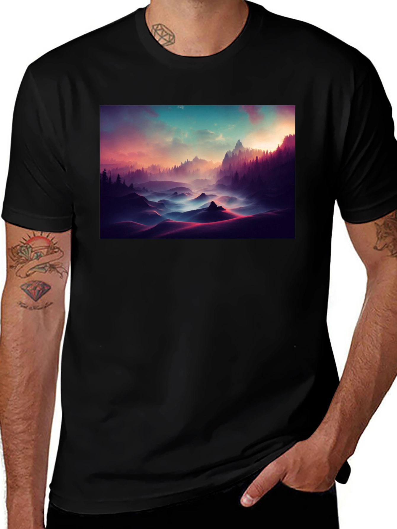 Mystic Landscape Graphic Tee - Soft Cotton Comfort