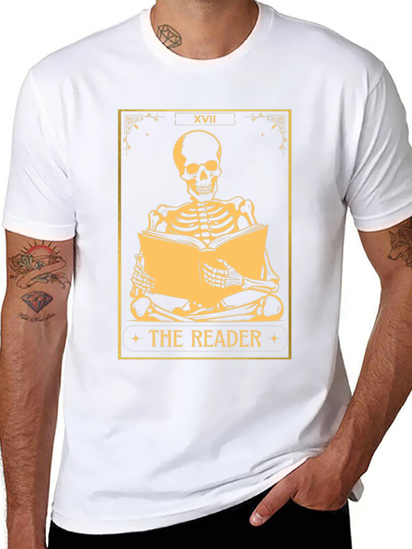The Reader Tarot Skeleton T-Shirt - Unique Graphic Tee