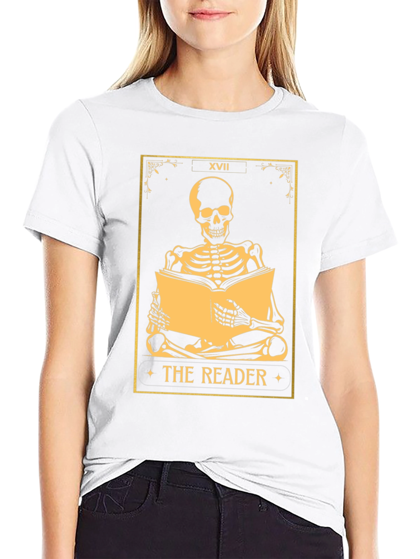 The Reader Tarot Skeleton T-Shirt - Unique Graphic Tee