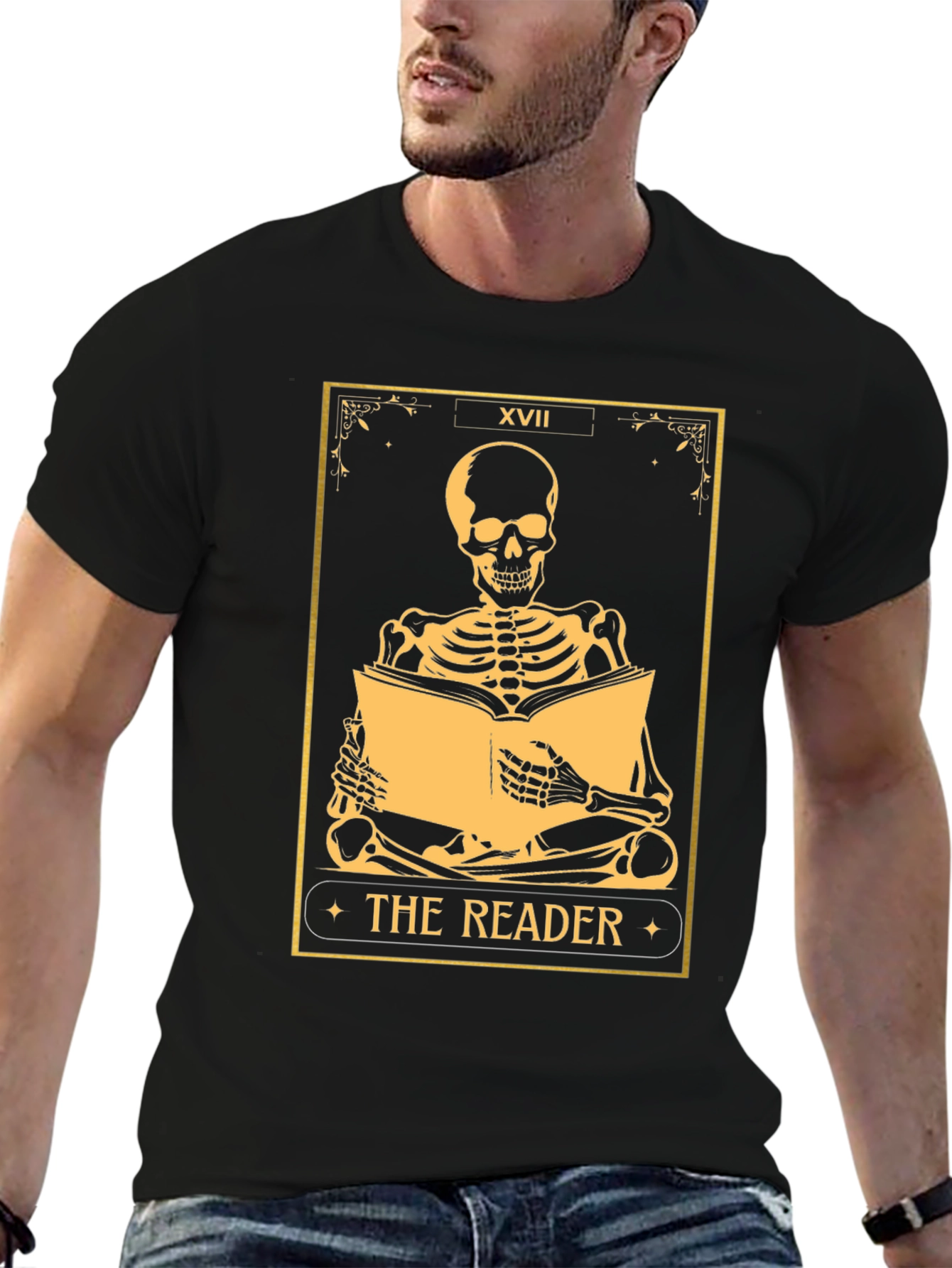 The Reader Tarot Skeleton T-Shirt - Unique Graphic Tee