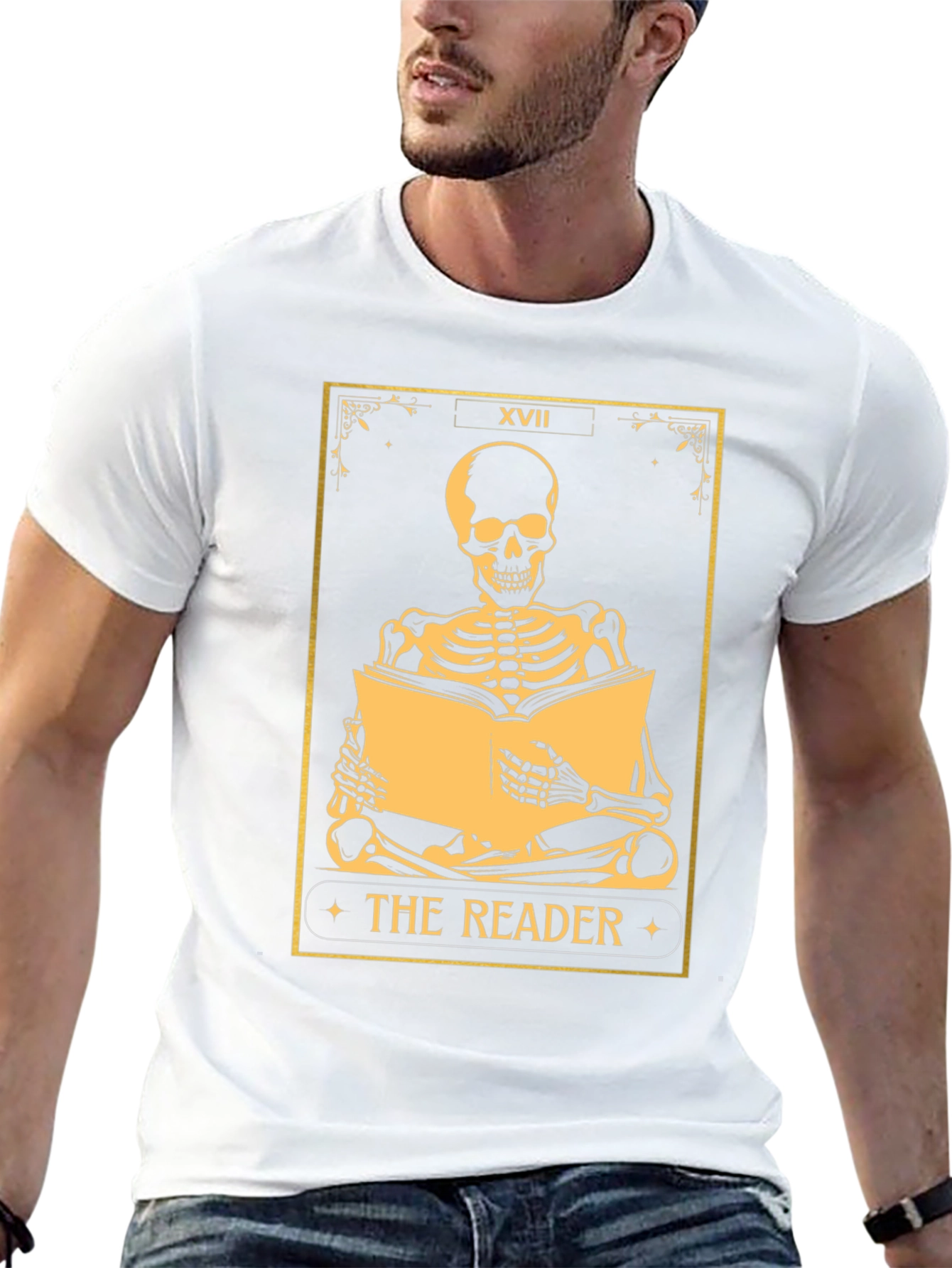 The Reader Tarot Skeleton T-Shirt - Unique Graphic Tee