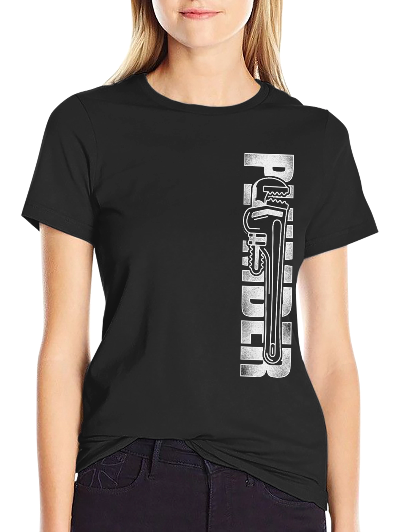 Plumber Graphic T-Shirt - Black Crew Neck Tee