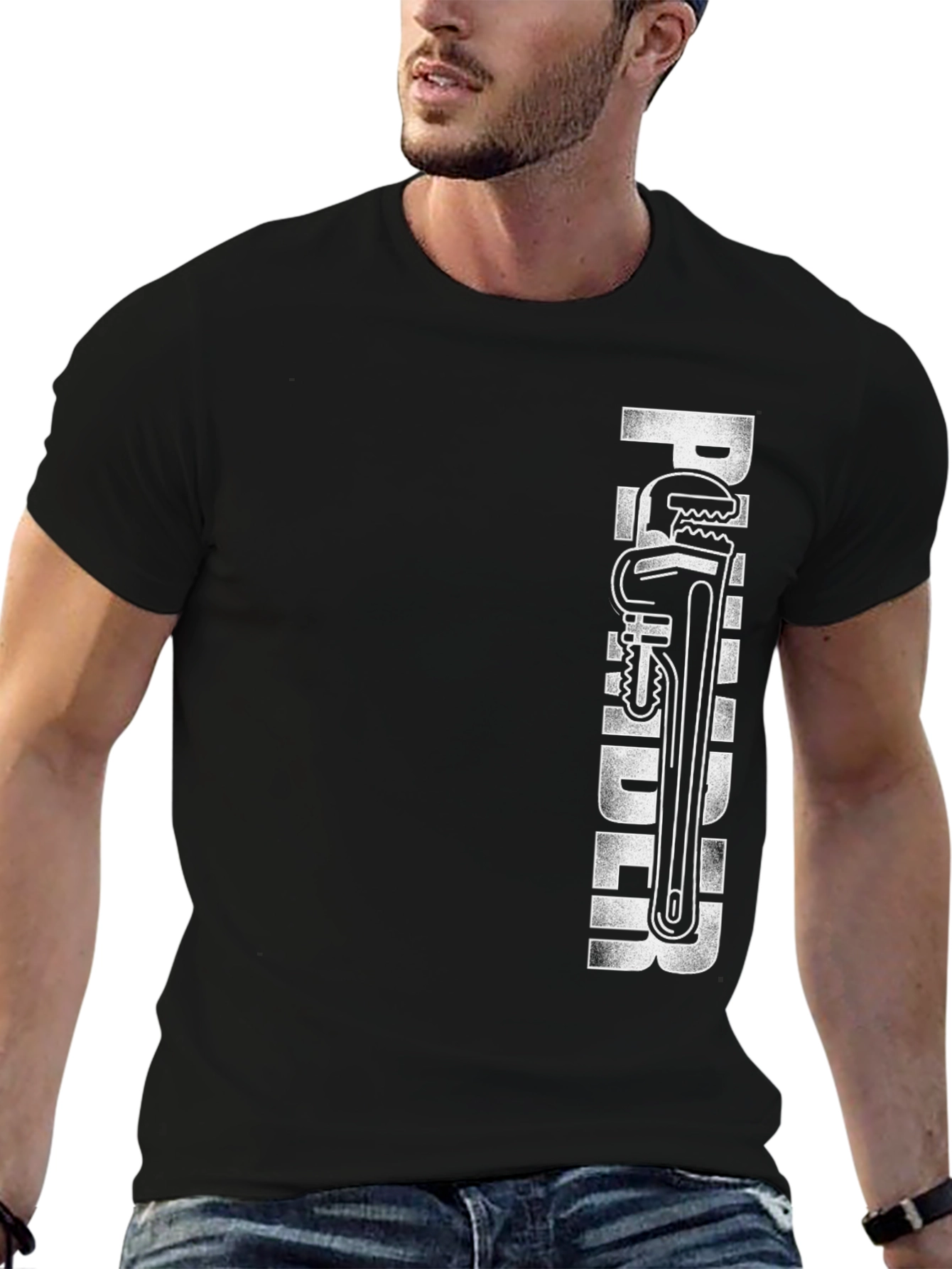 Plumber Graphic T-Shirt - Black Crew Neck Tee
