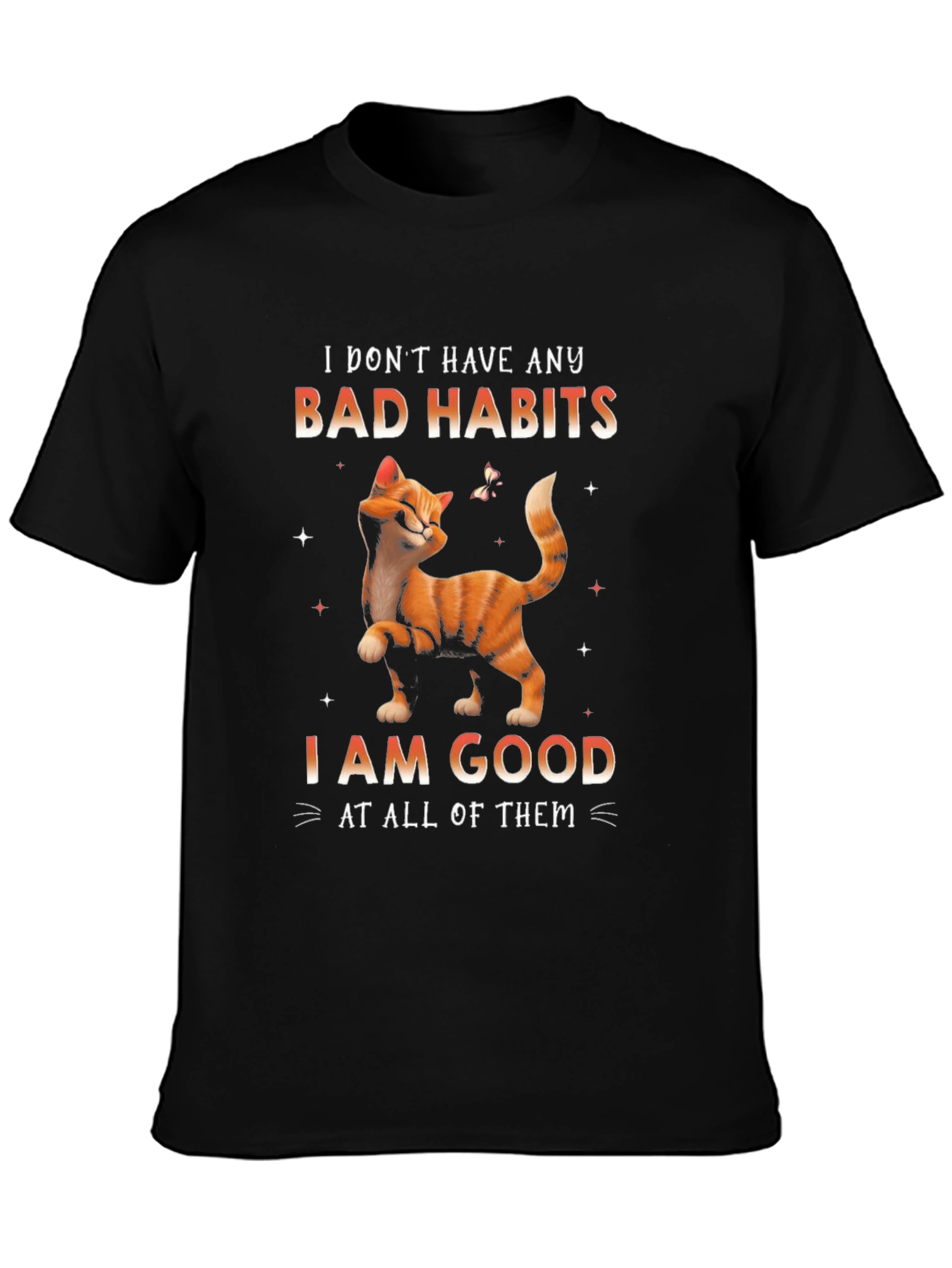 Funny Cat Bad Habits Graphic T-Shirt