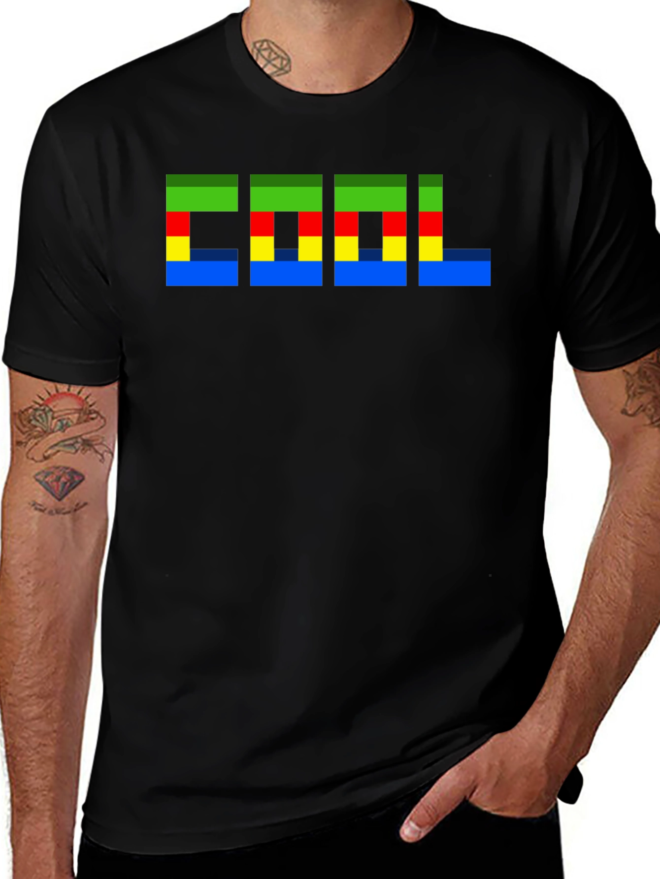 Pixelated Cool Graphic Black T-Shirt