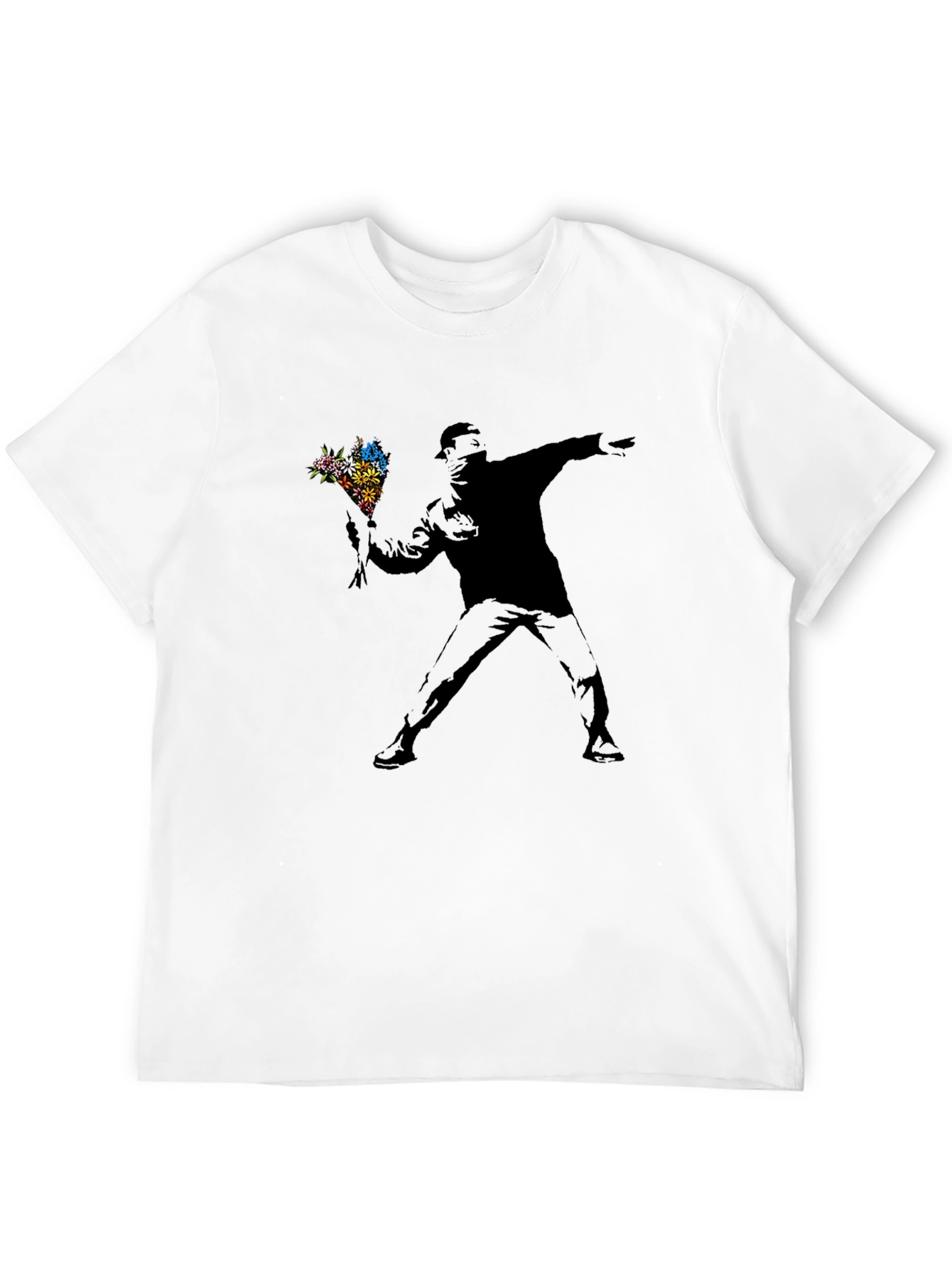 Banksy Flower Thrower Black Graphic Tee