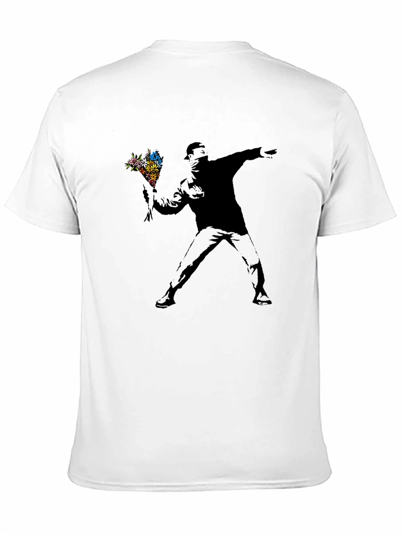 Banksy Flower Thrower Black Graphic Tee