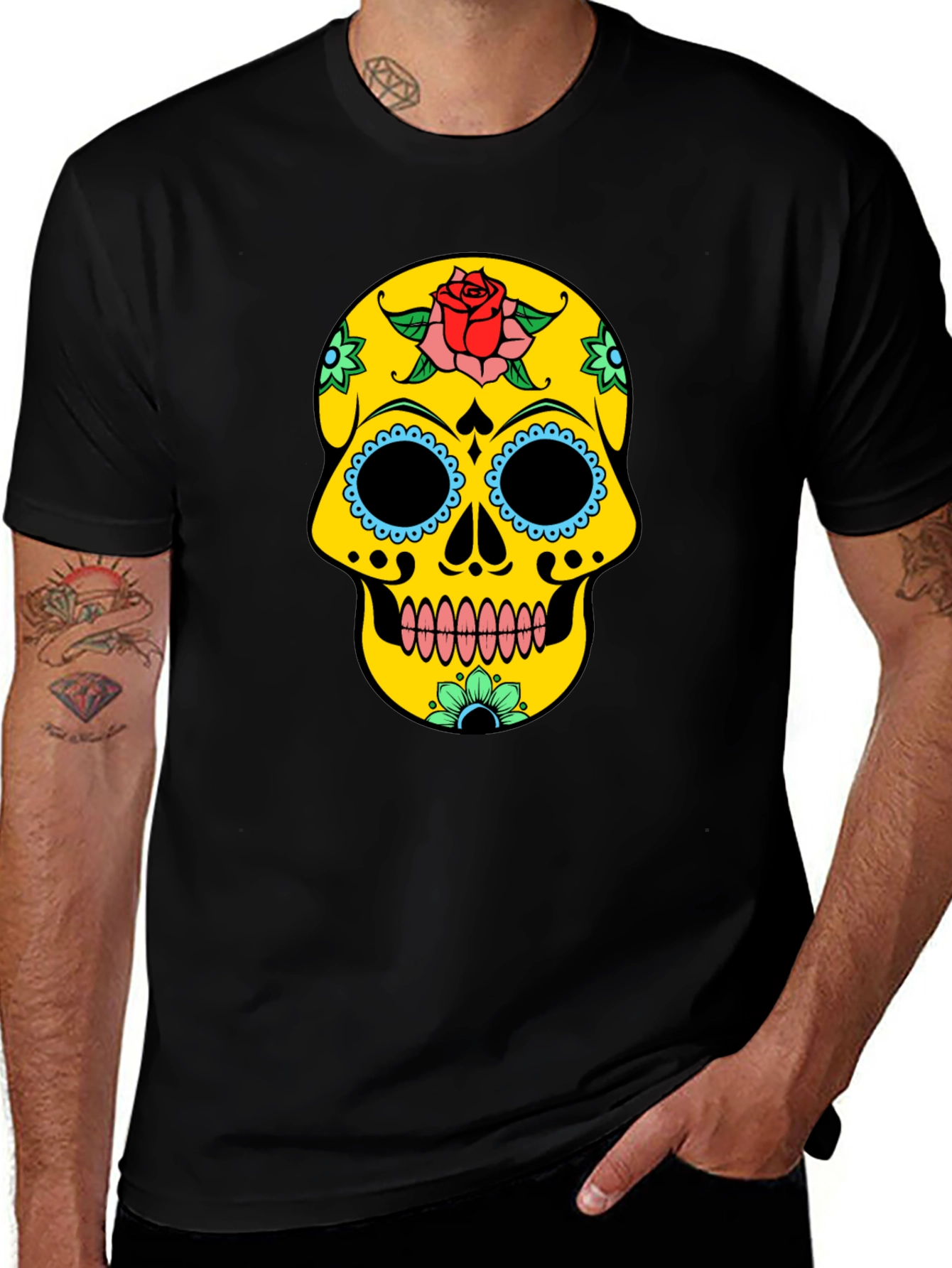 Sugar Skull Graphic Tee - Black