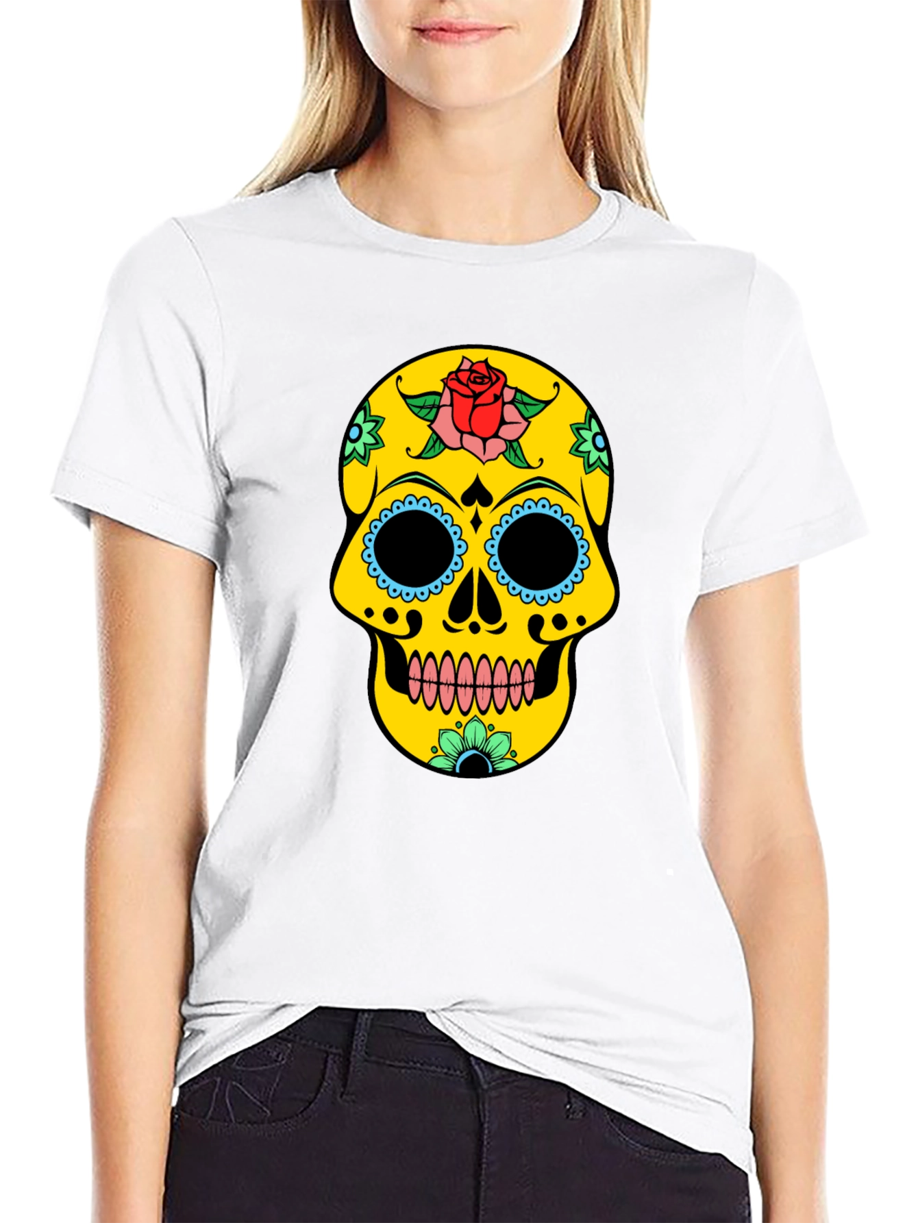 Sugar Skull Graphic Tee - Black