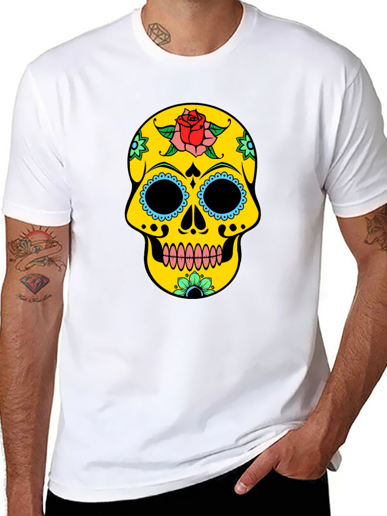 Sugar Skull Graphic Tee - Black