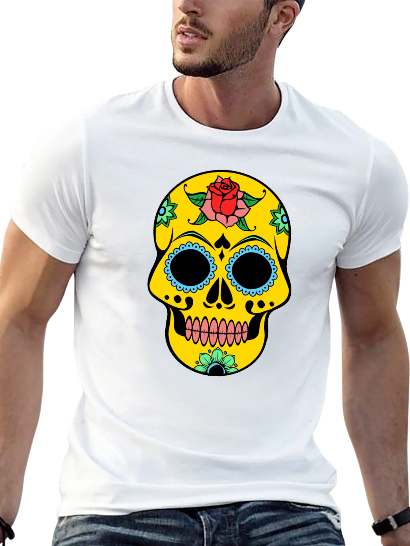 Sugar Skull Graphic Tee - Black
