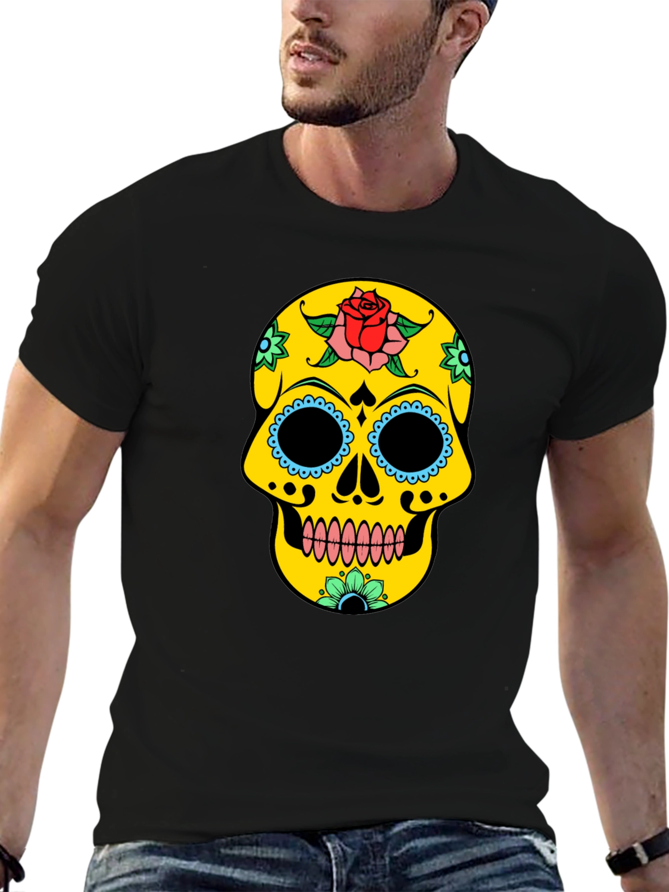 Sugar Skull Graphic Tee - Black