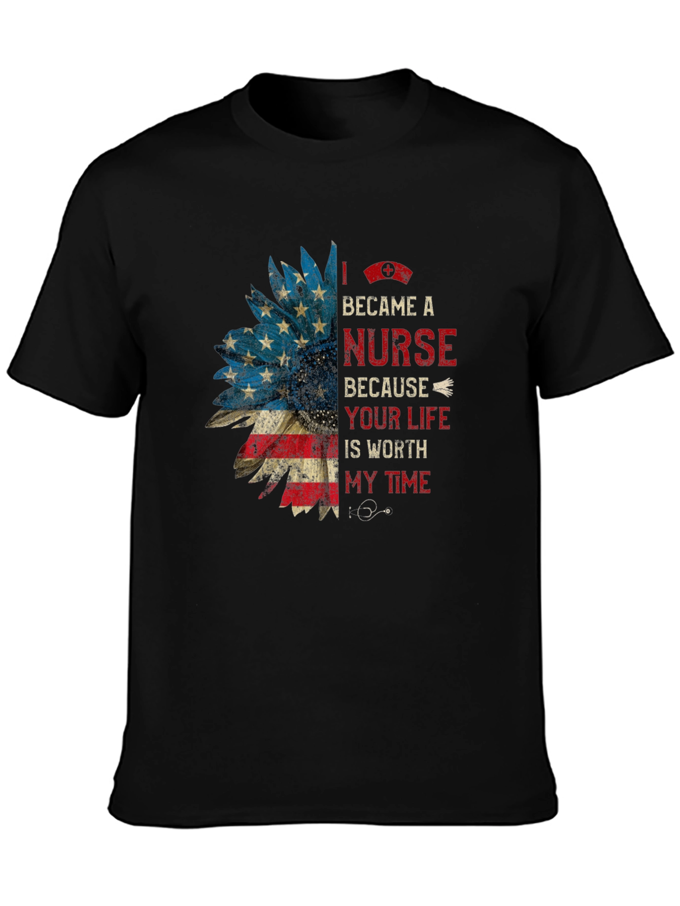 Nurse Sunflower T-Shirt Patriotic