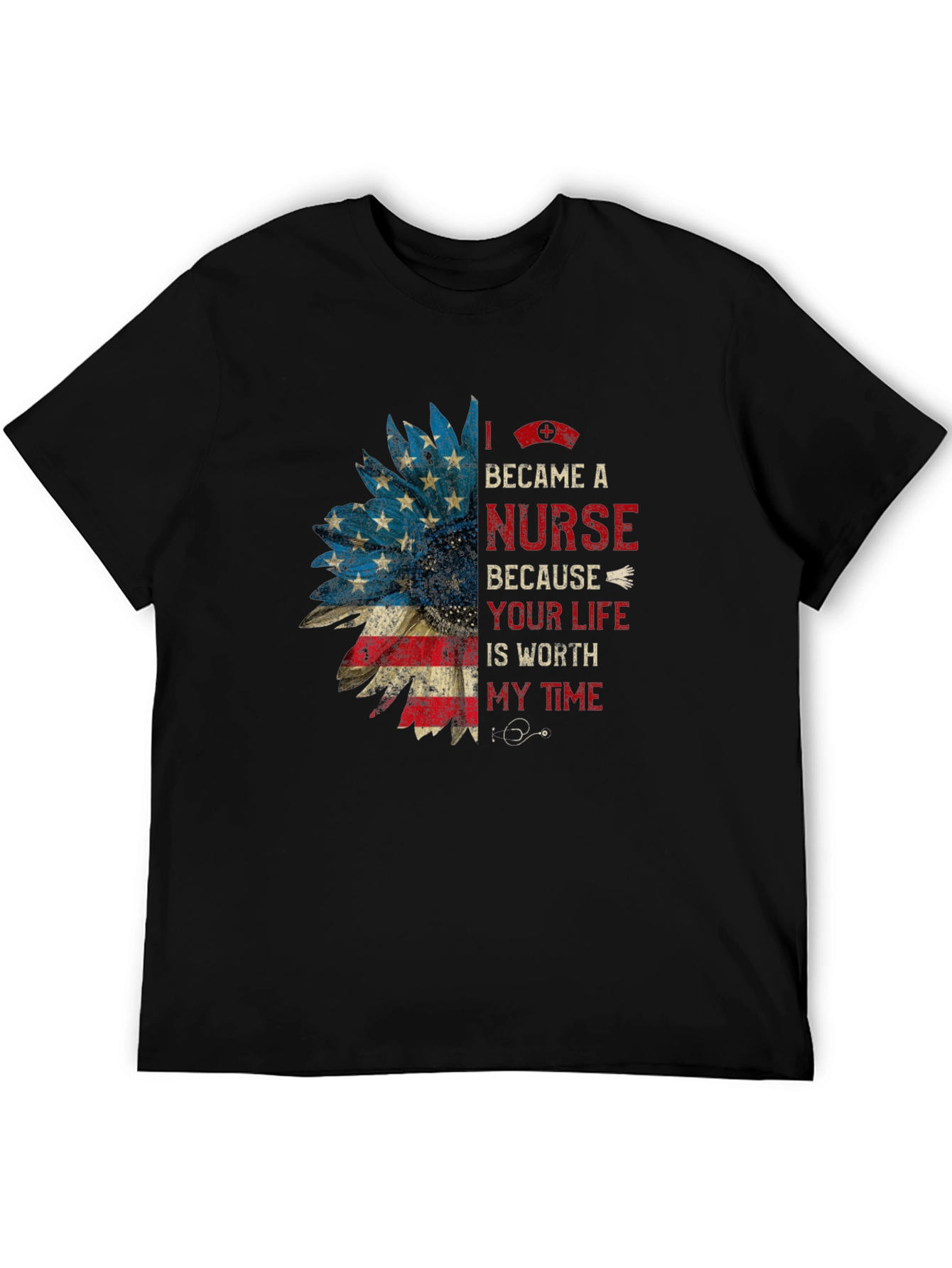 Nurse Sunflower T-Shirt Patriotic