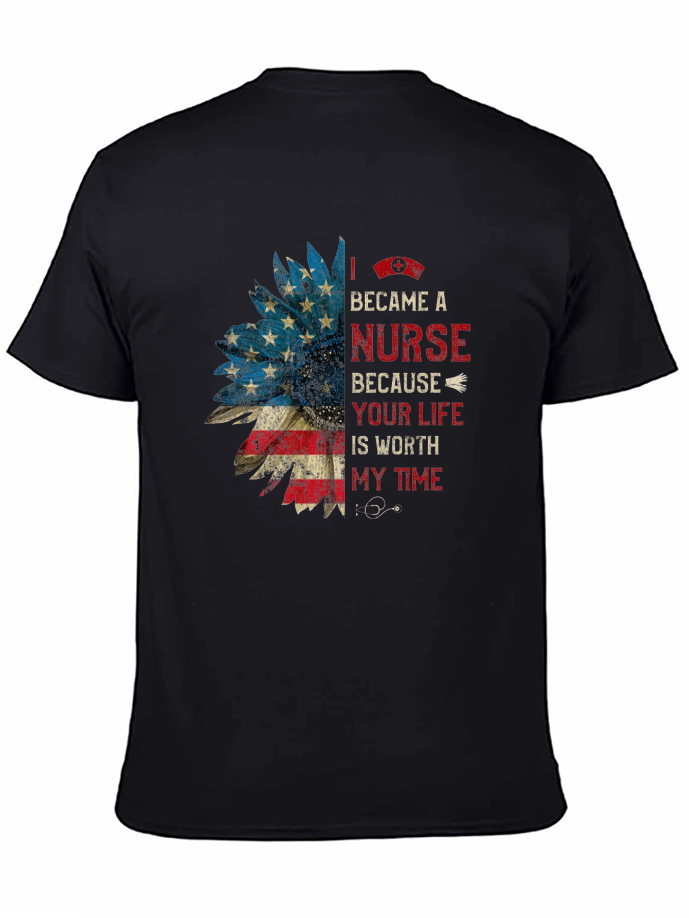 Nurse Sunflower T-Shirt Patriotic