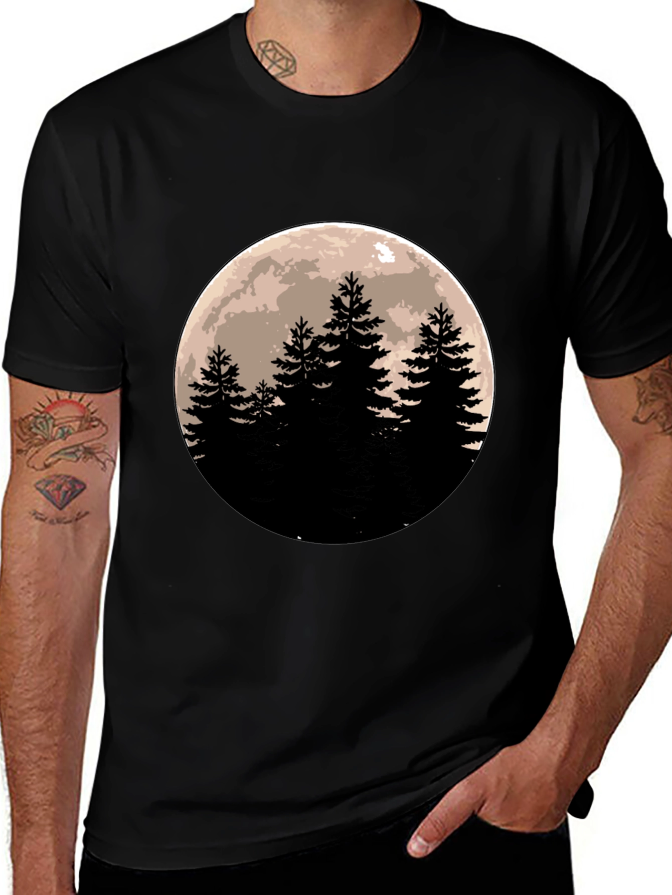 Moonlit Forest Black T-Shirt