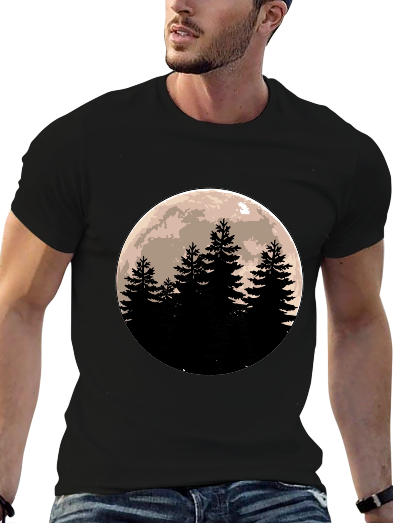 Moonlit Forest Black T-Shirt