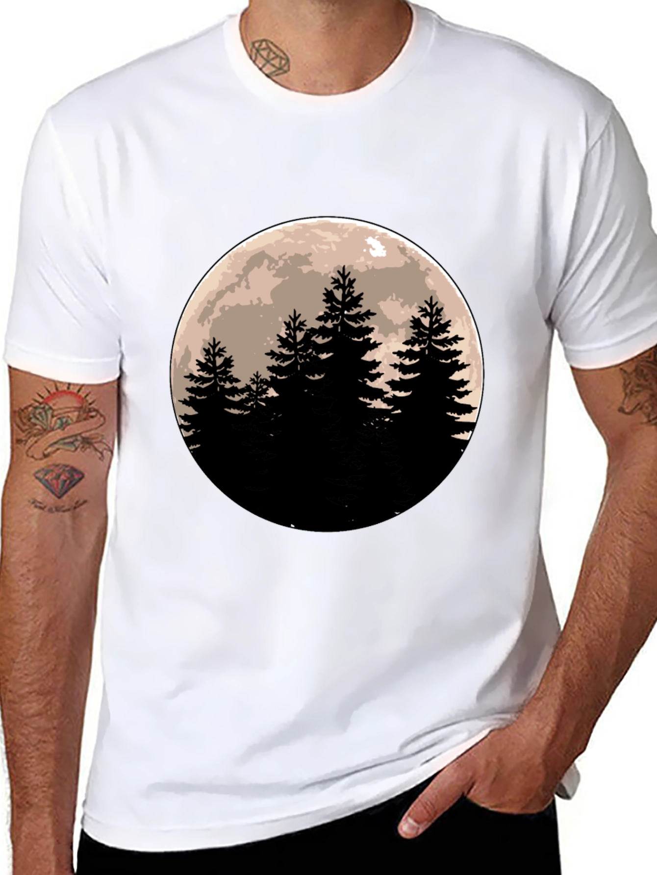 Moonlit Forest Black T-Shirt