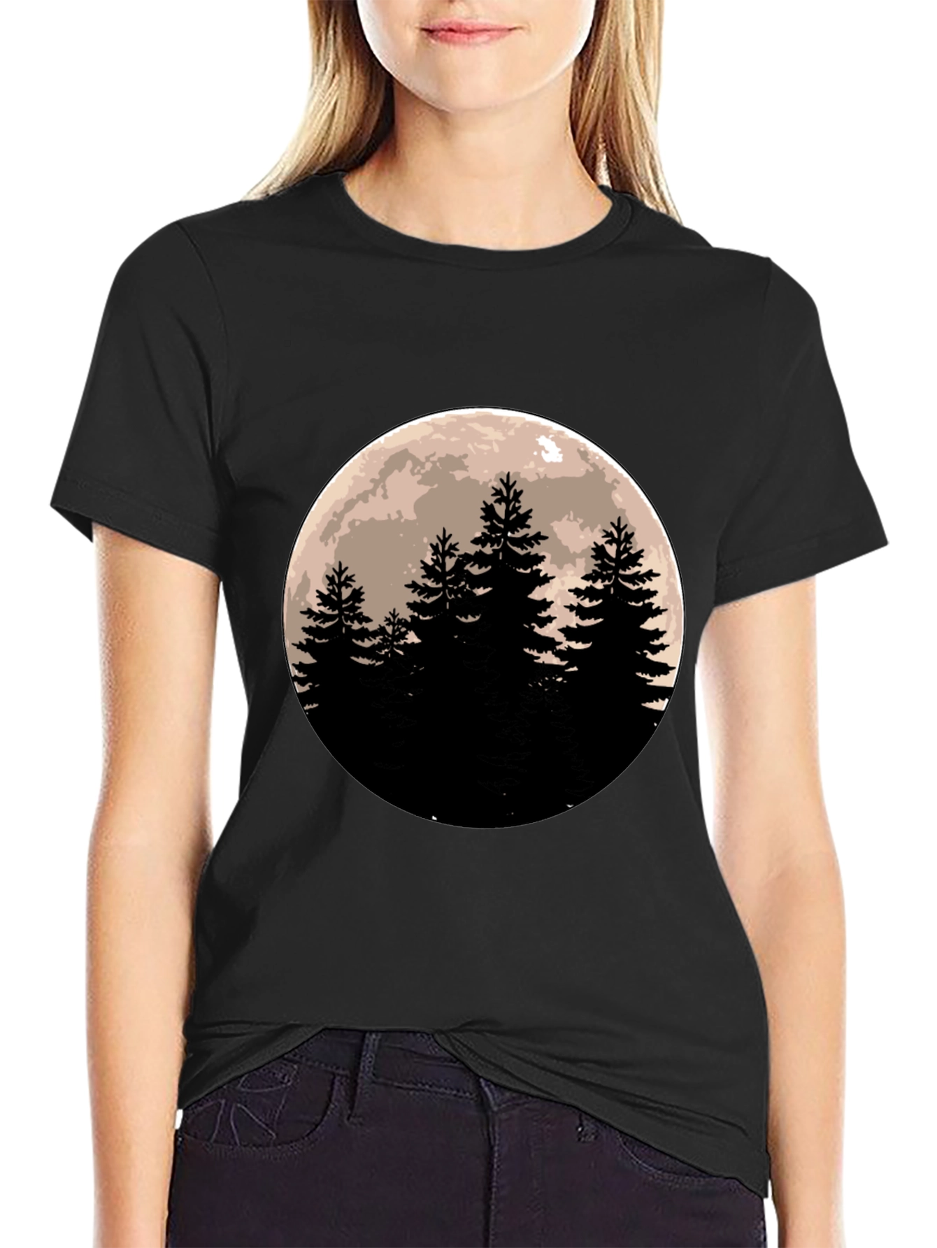 Moonlit Forest Black T-Shirt