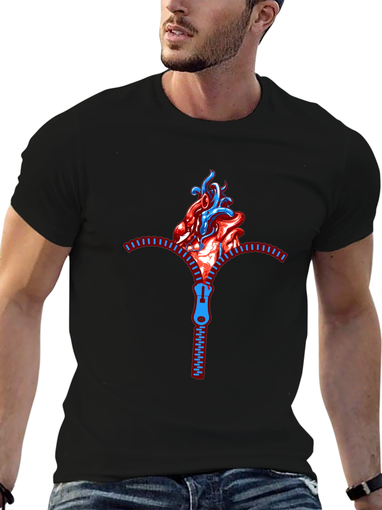 Anatomical Heart Zipper T-Shirt