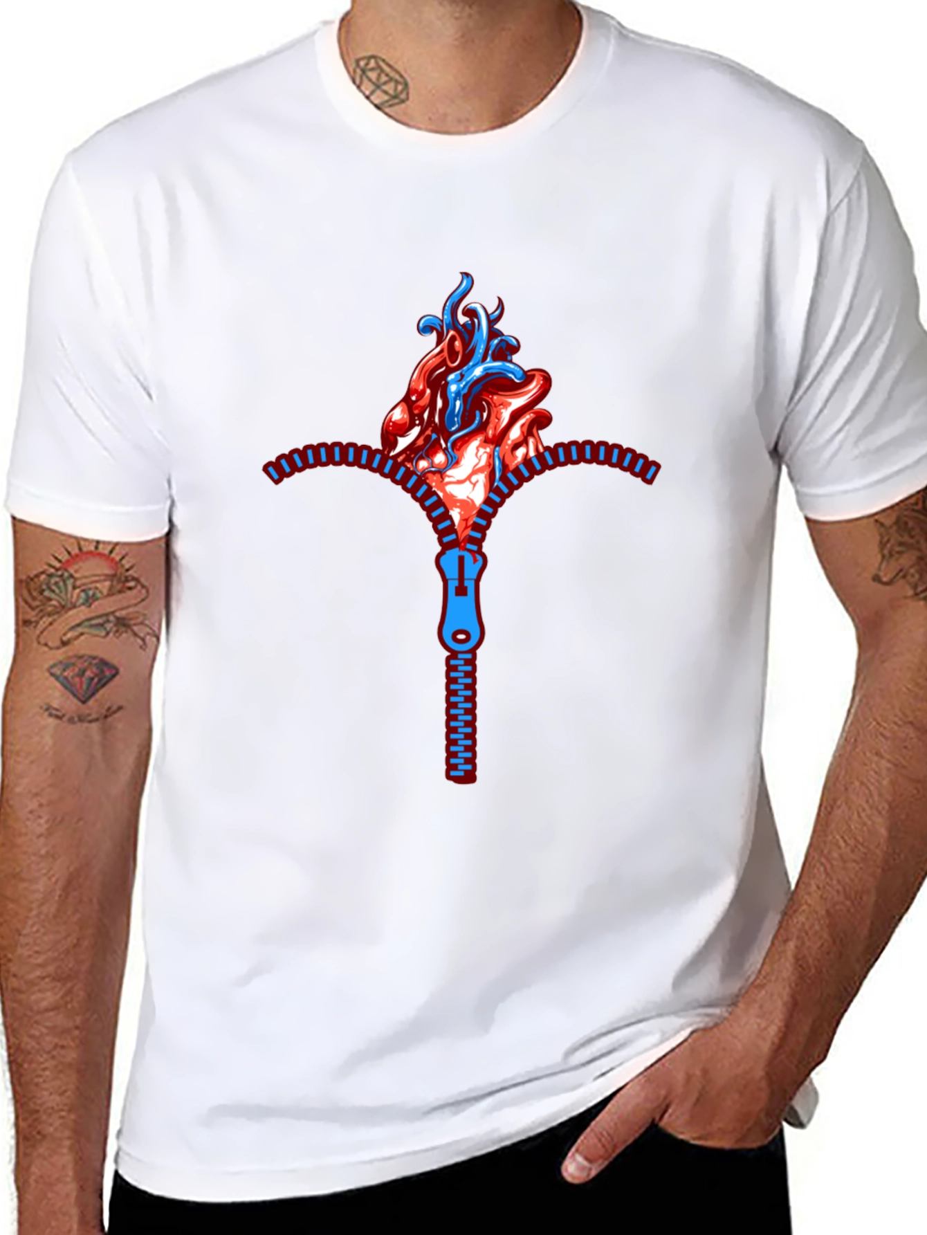 Anatomical Heart Zipper T-Shirt