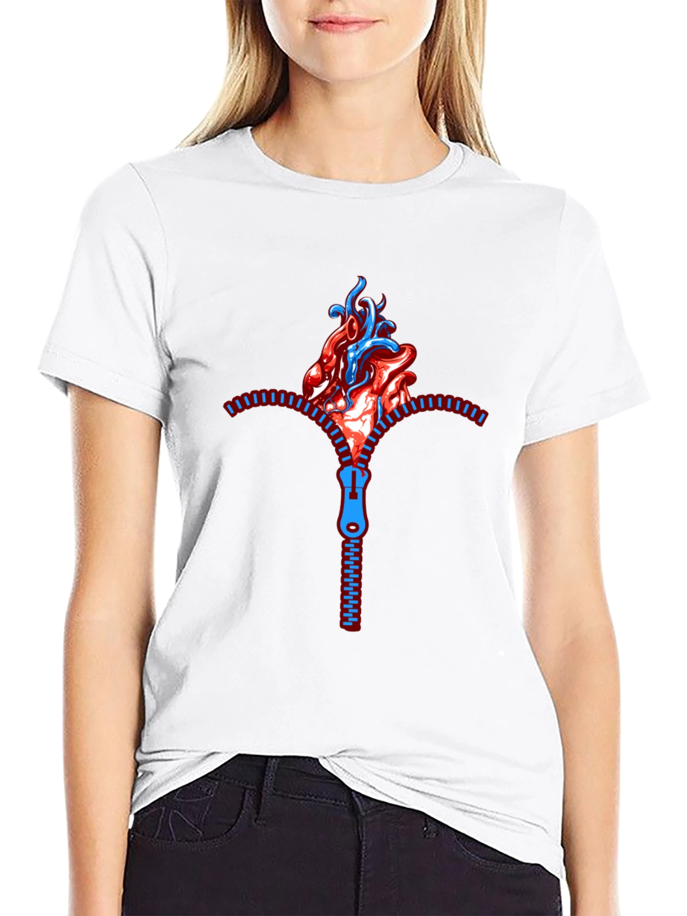 Anatomical Heart Zipper T-Shirt
