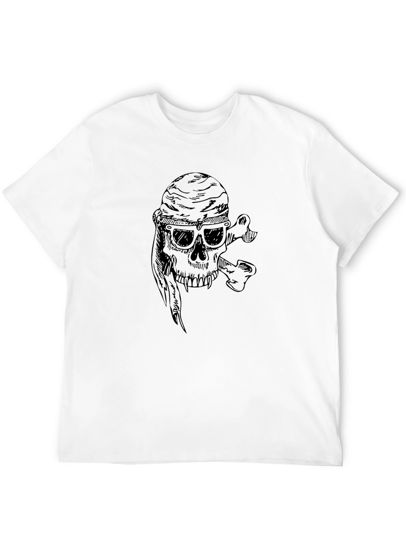 Skull & Crossbones Graphic Print Tee - Black