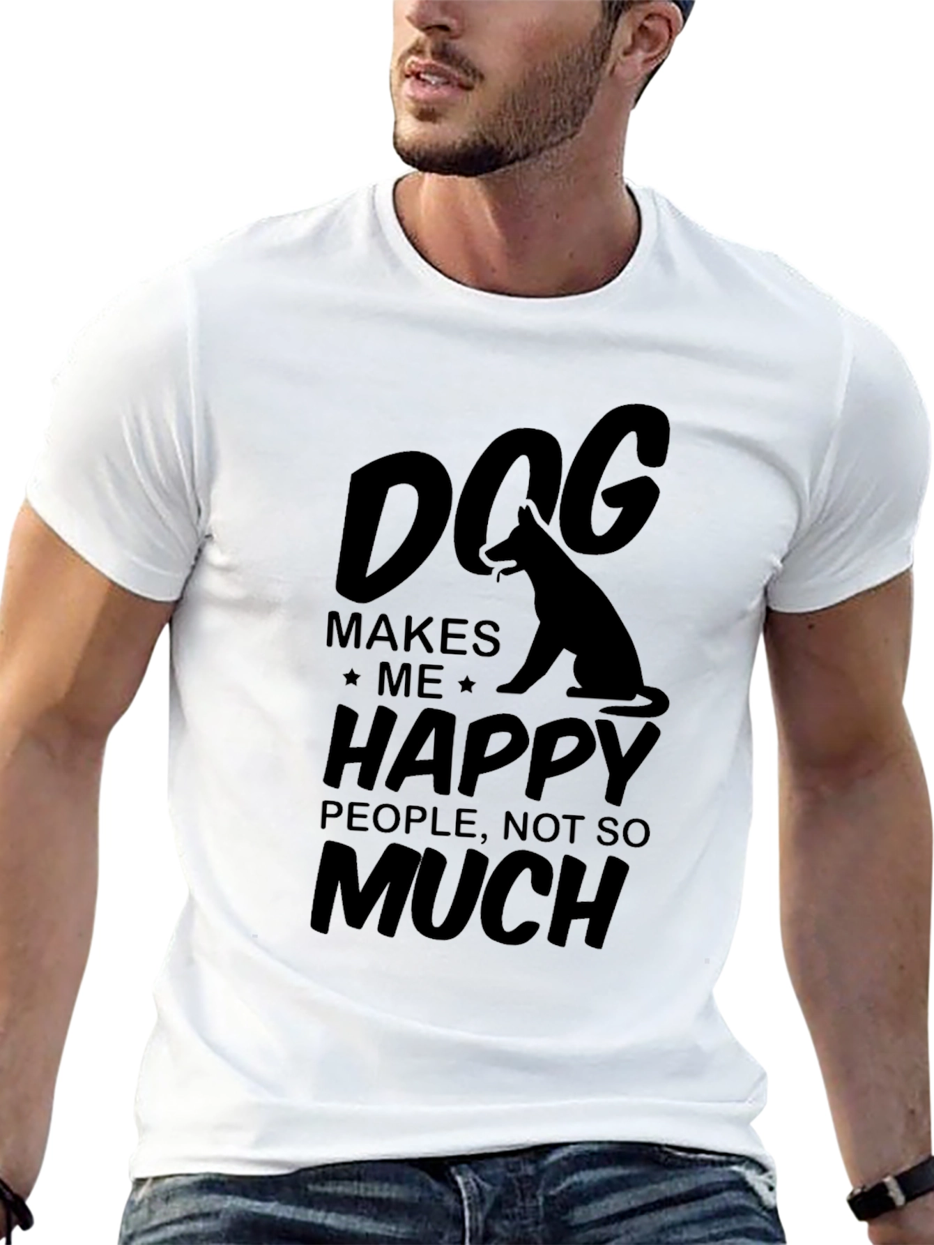 Dog Makes Me Happy Graphic T-Shirt