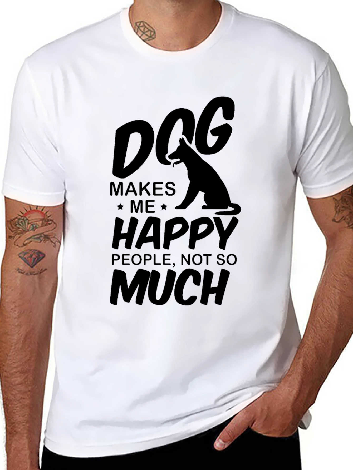 Dog Makes Me Happy Graphic T-Shirt