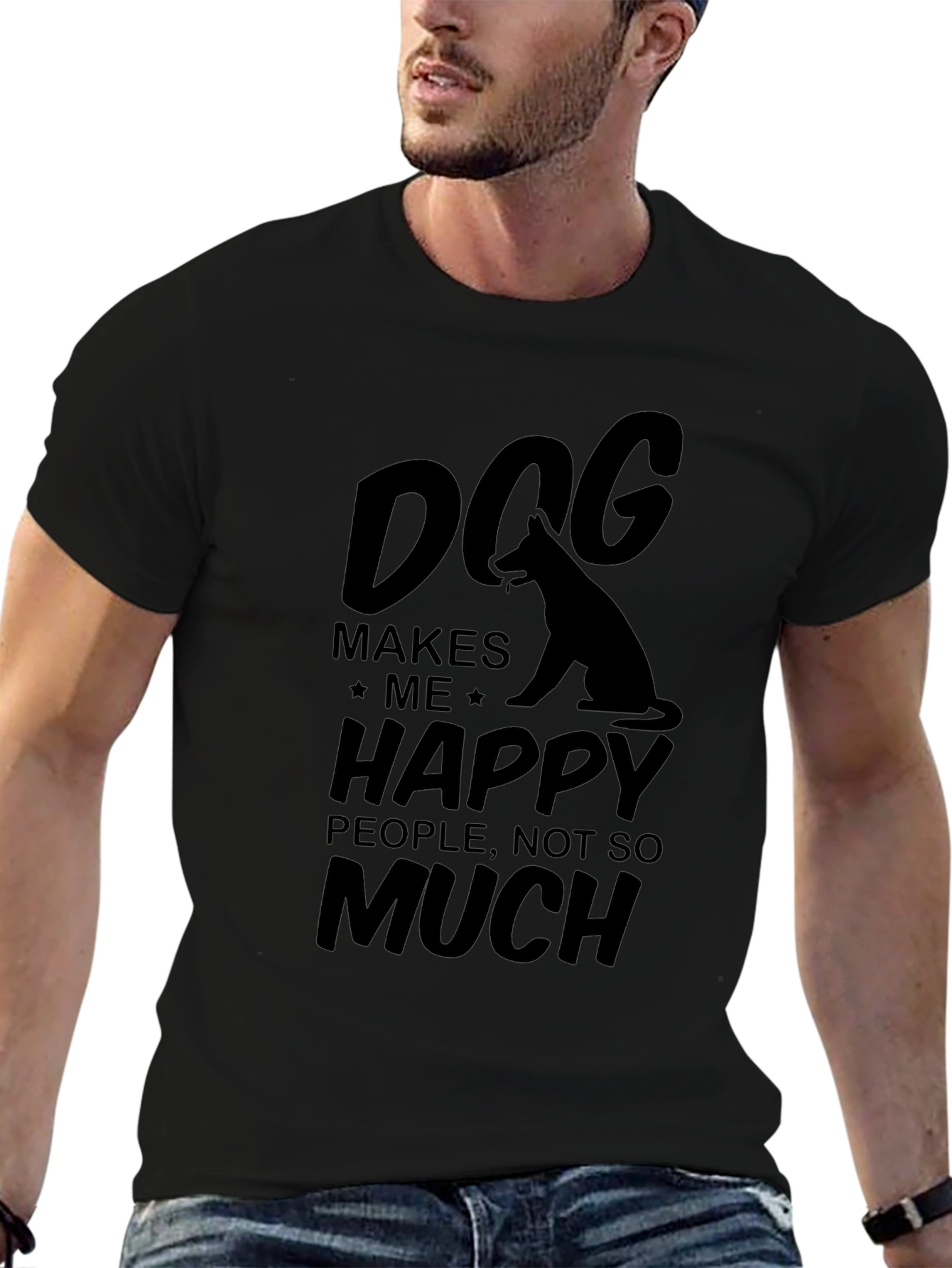 Dog Makes Me Happy Graphic T-Shirt