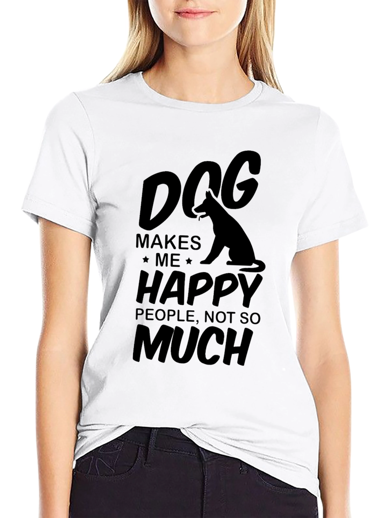 Dog Makes Me Happy Graphic T-Shirt