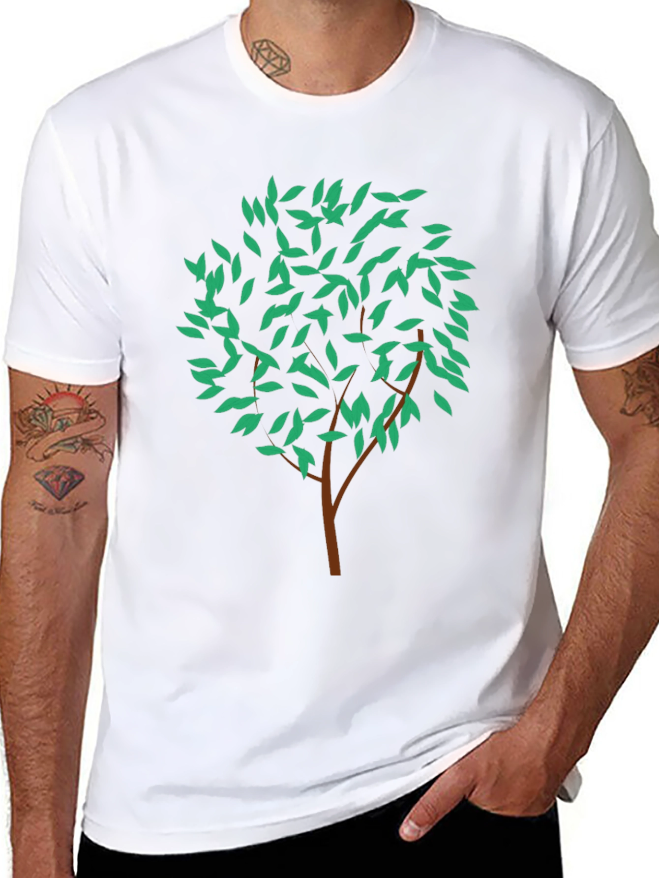 Nature Tree Graphic Print Black T-Shirt