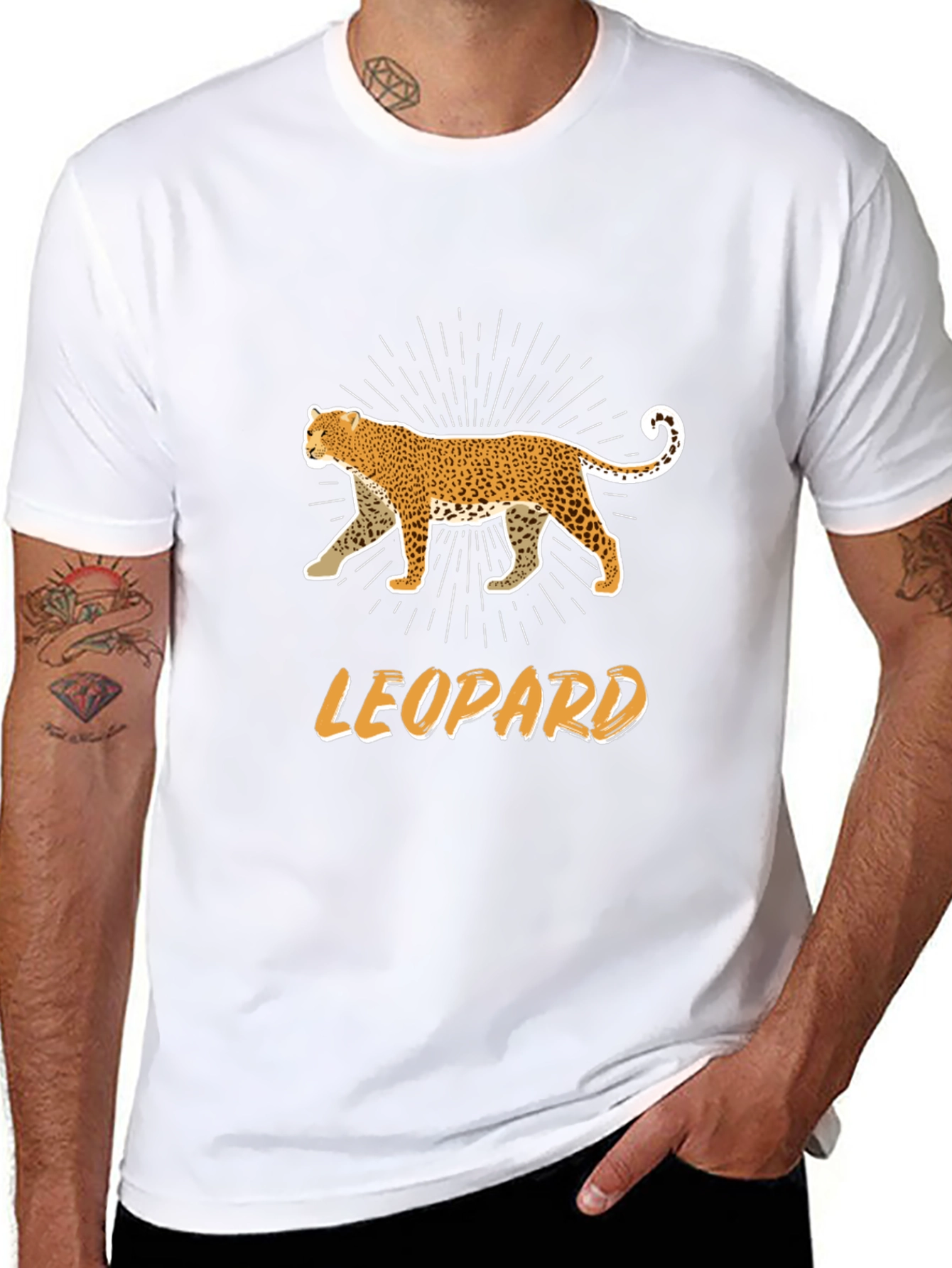 Leopard Graphic T-Shirt - Black Cotton Tee