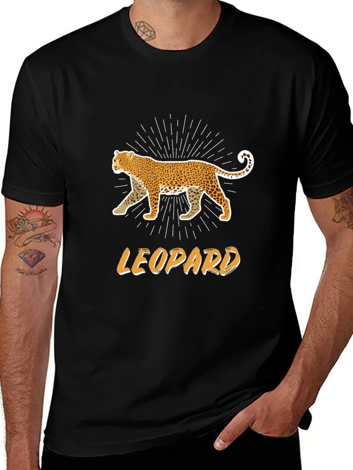 Leopard Graphic T-Shirt - Black Cotton Tee