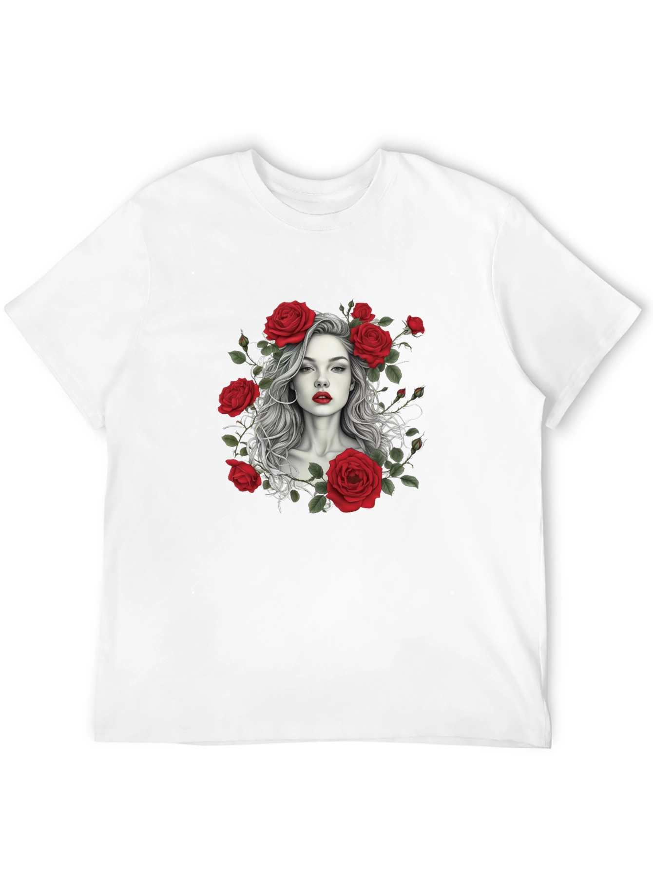Floral Portrait Graphic Tee - Black