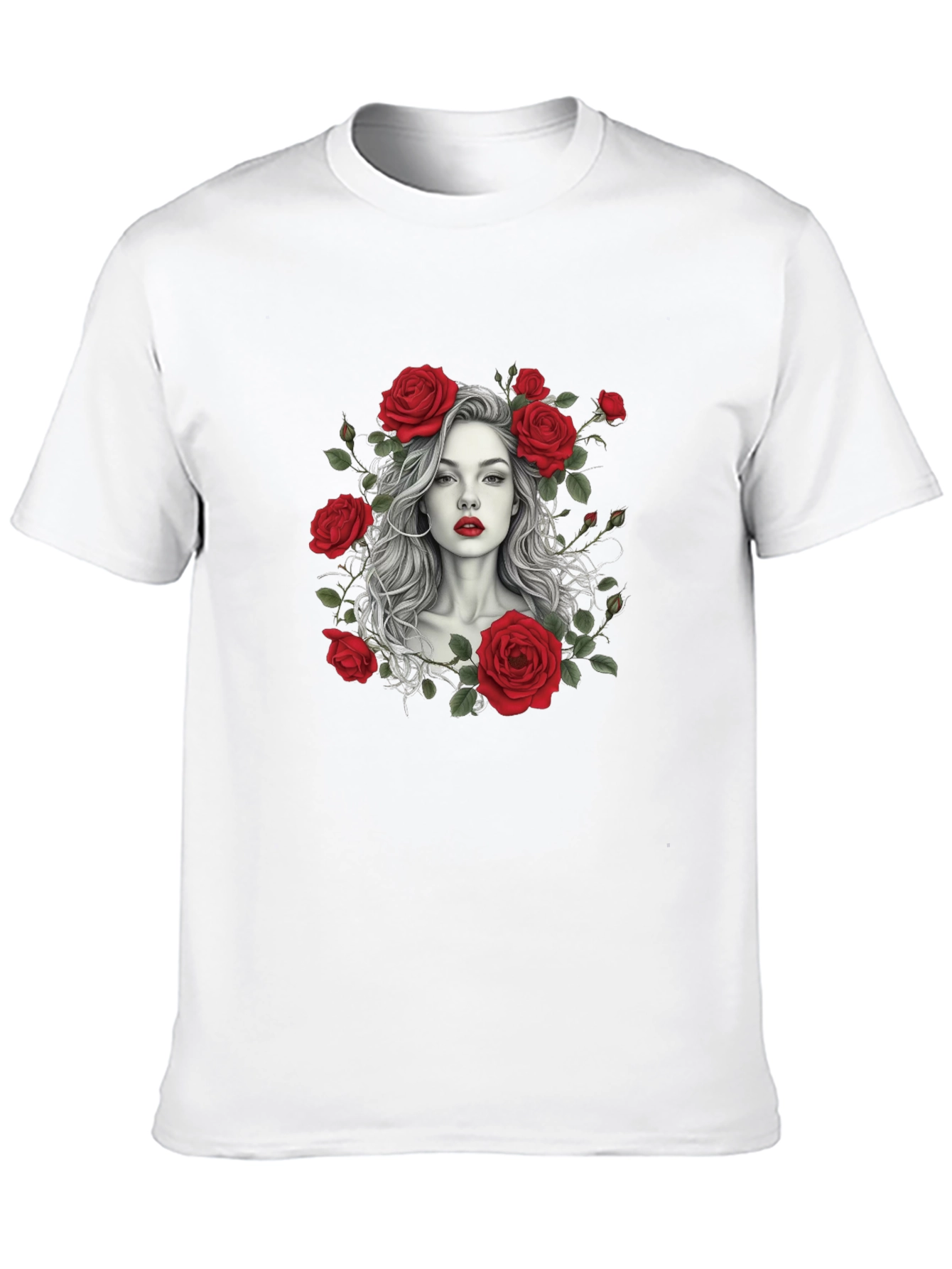 Floral Portrait Graphic Tee - Black