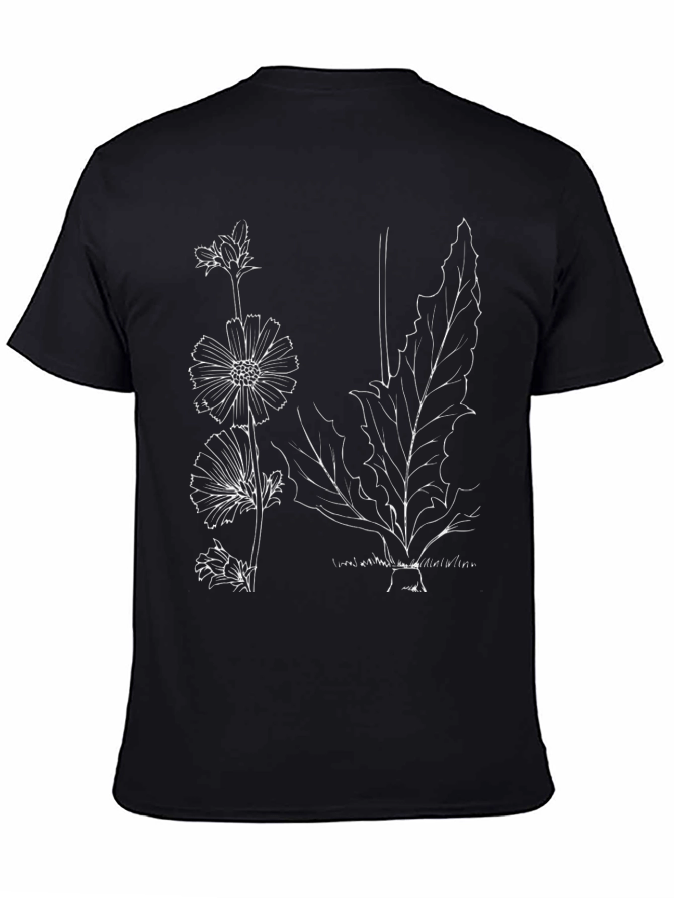 Botanical Sketch Tee - Black Cotton Graphic Print