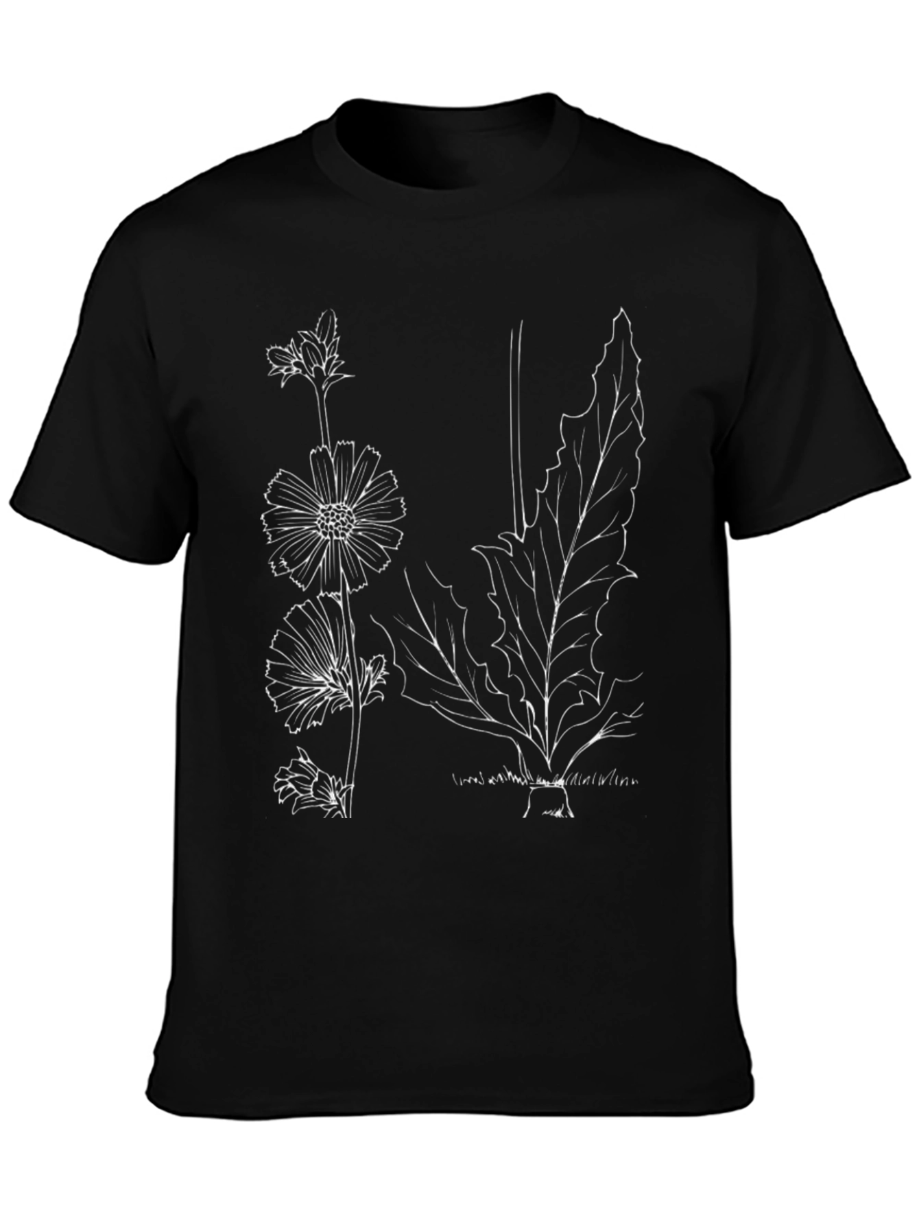 Botanical Sketch Tee - Black Cotton Graphic Print