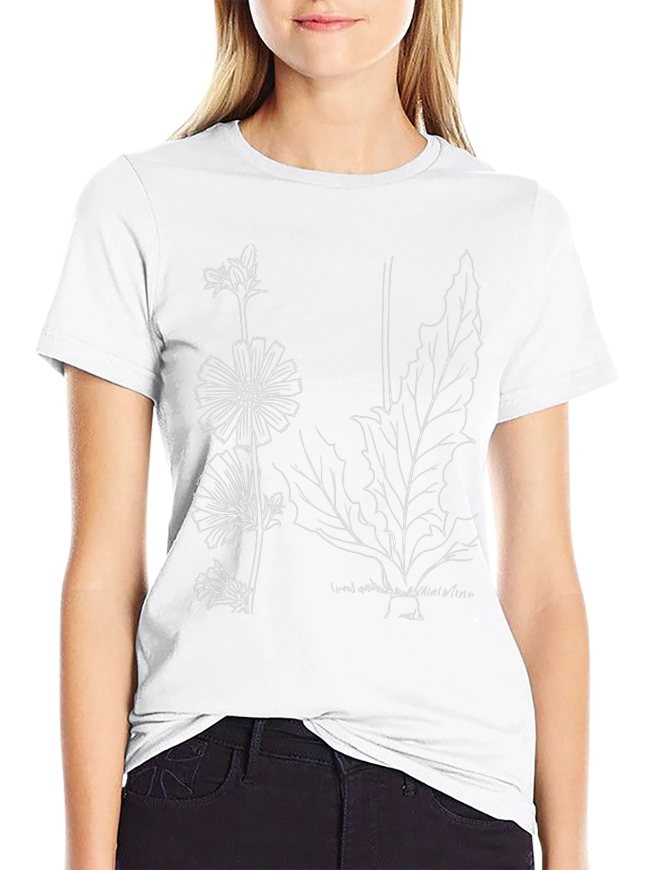 Botanical Sketch Tee - Black Cotton Graphic Print