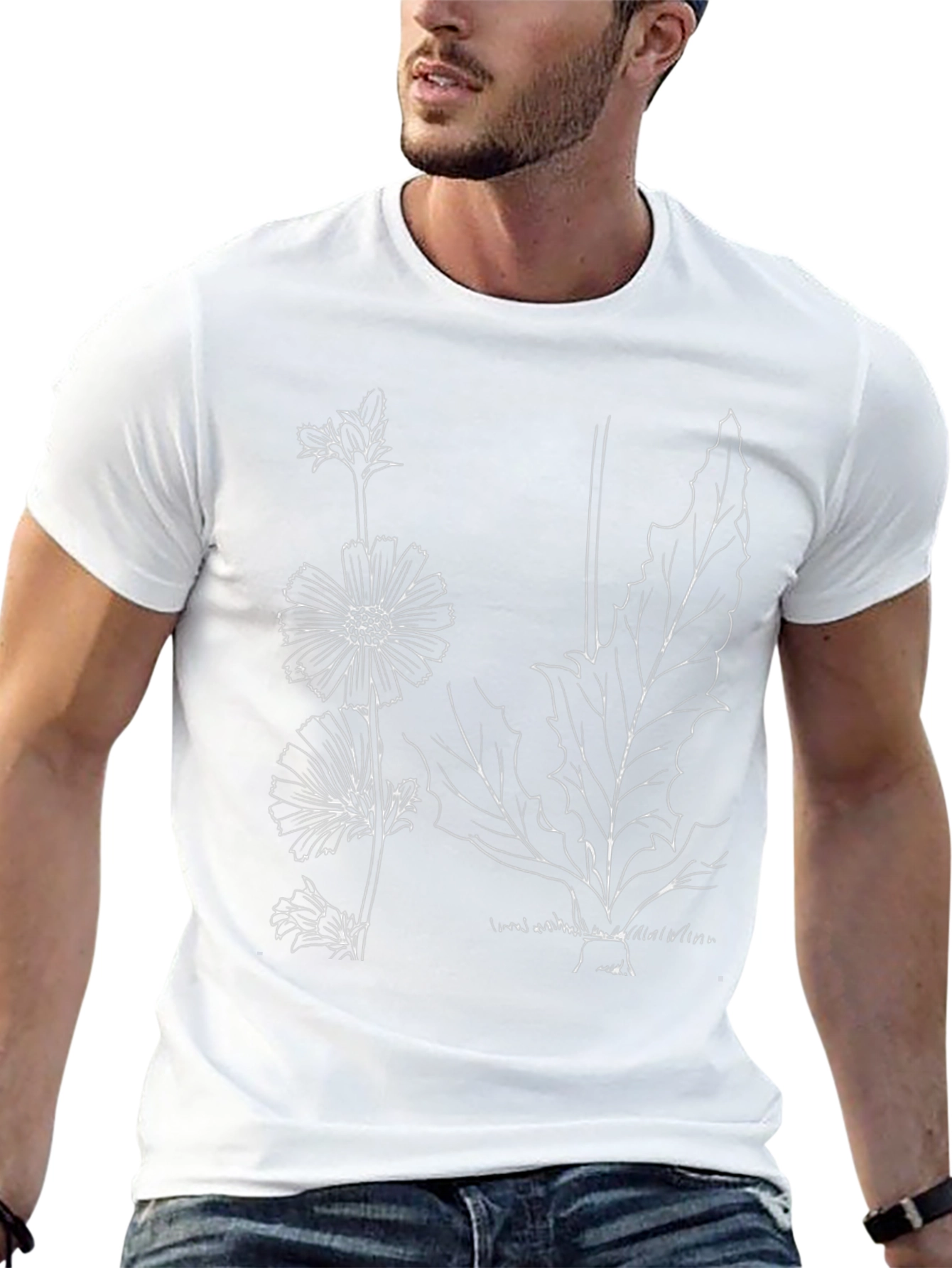 Botanical Sketch Tee - Black Cotton Graphic Print