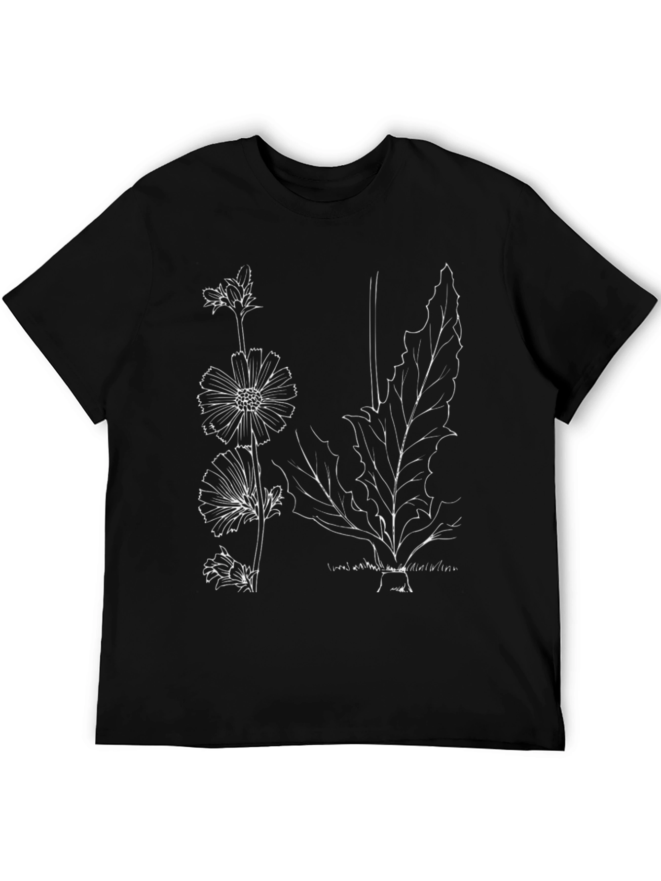 Botanical Sketch Tee - Black Cotton Graphic Print