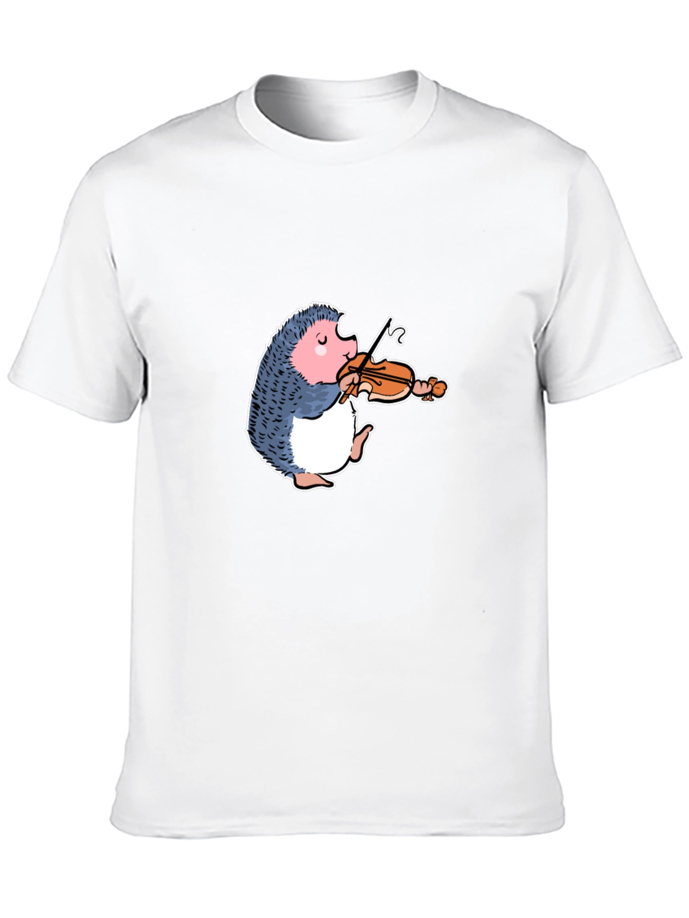 Hedgehog Violinist Graphic Tee - Black Cotton T-Shirt