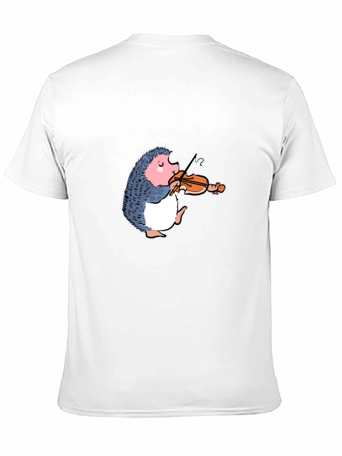 Hedgehog Violinist Graphic Tee - Black Cotton T-Shirt