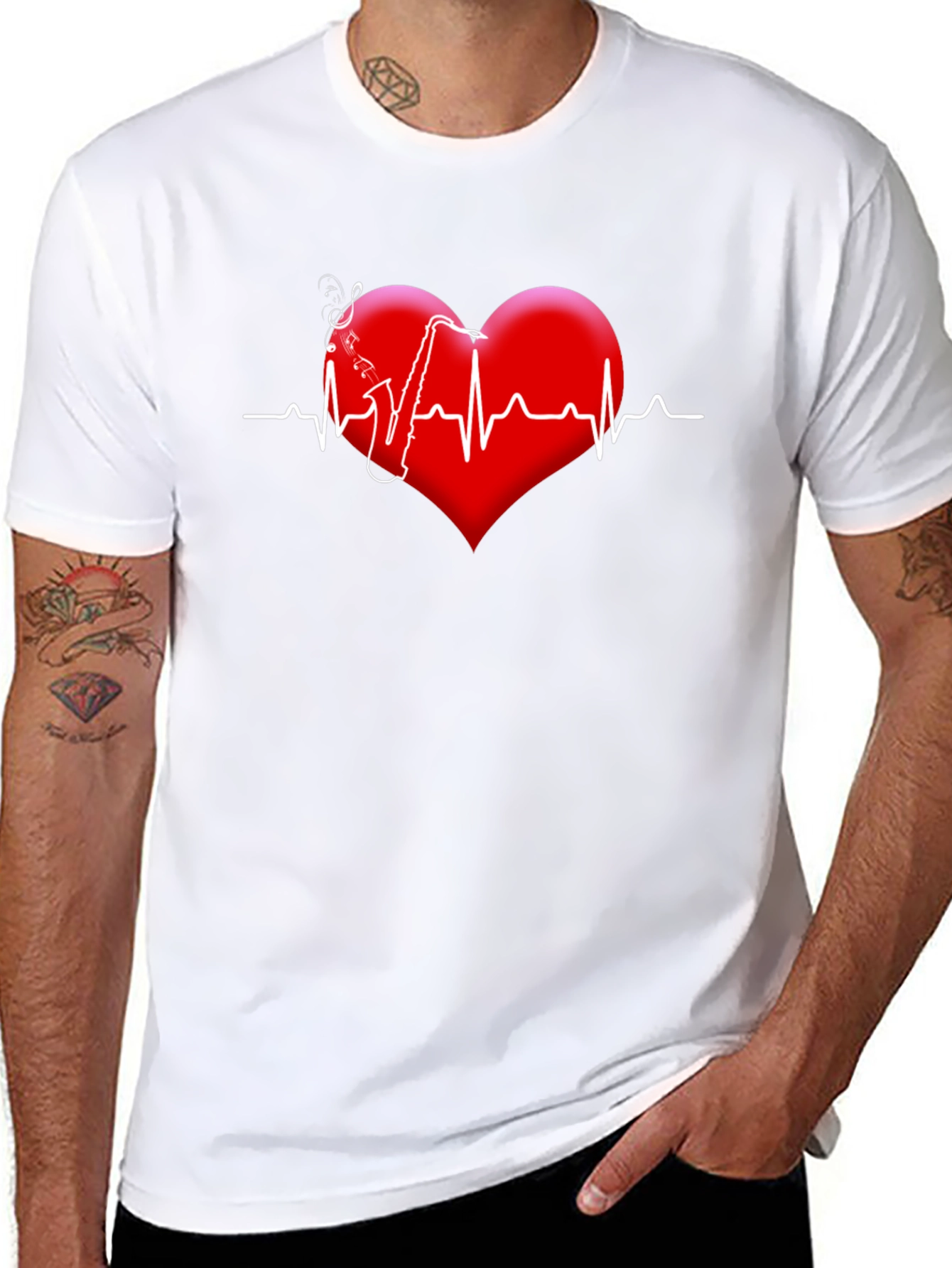 Saxophone Heartbeat Graphic Tee