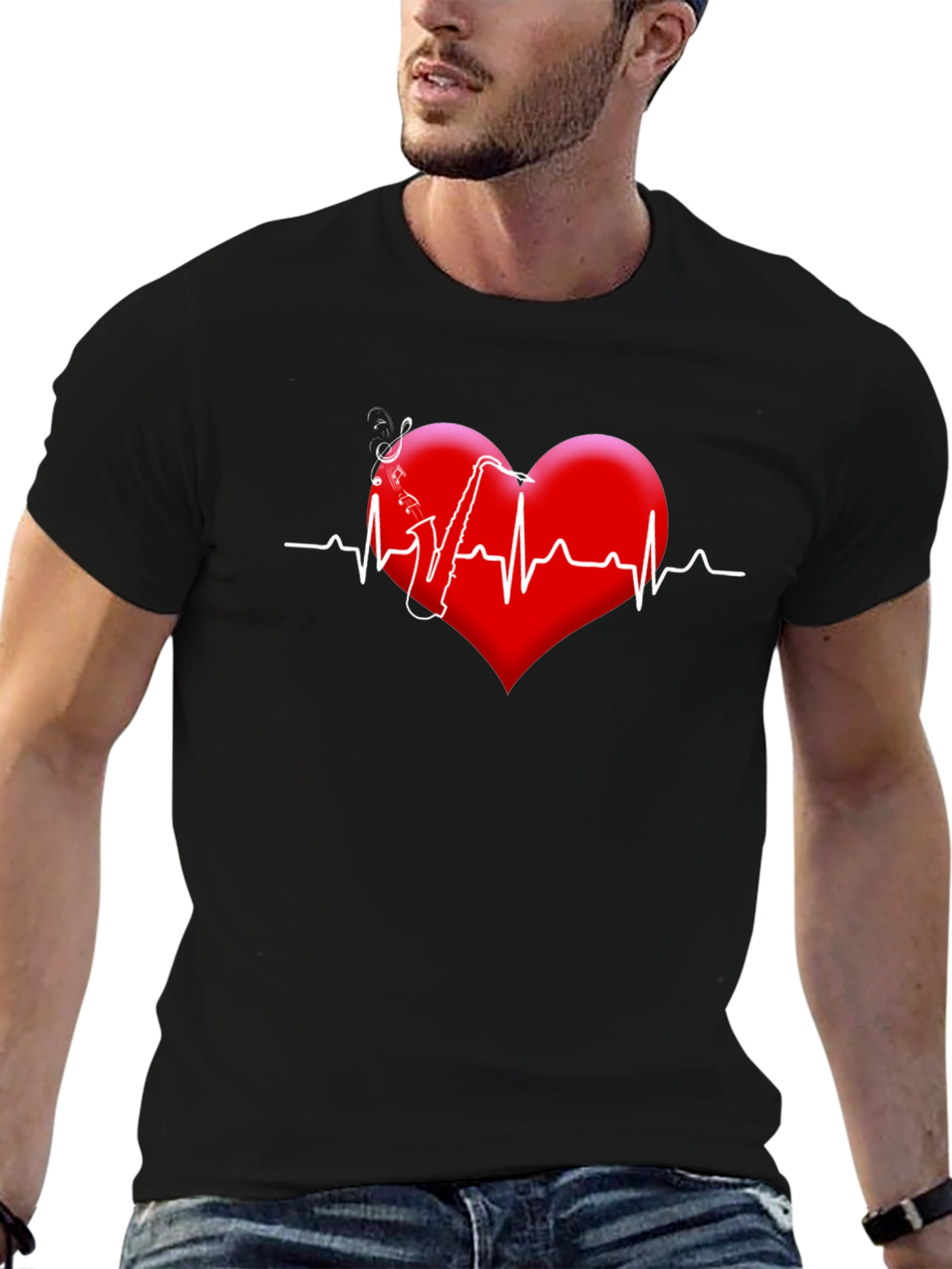 Saxophone Heartbeat Graphic Tee