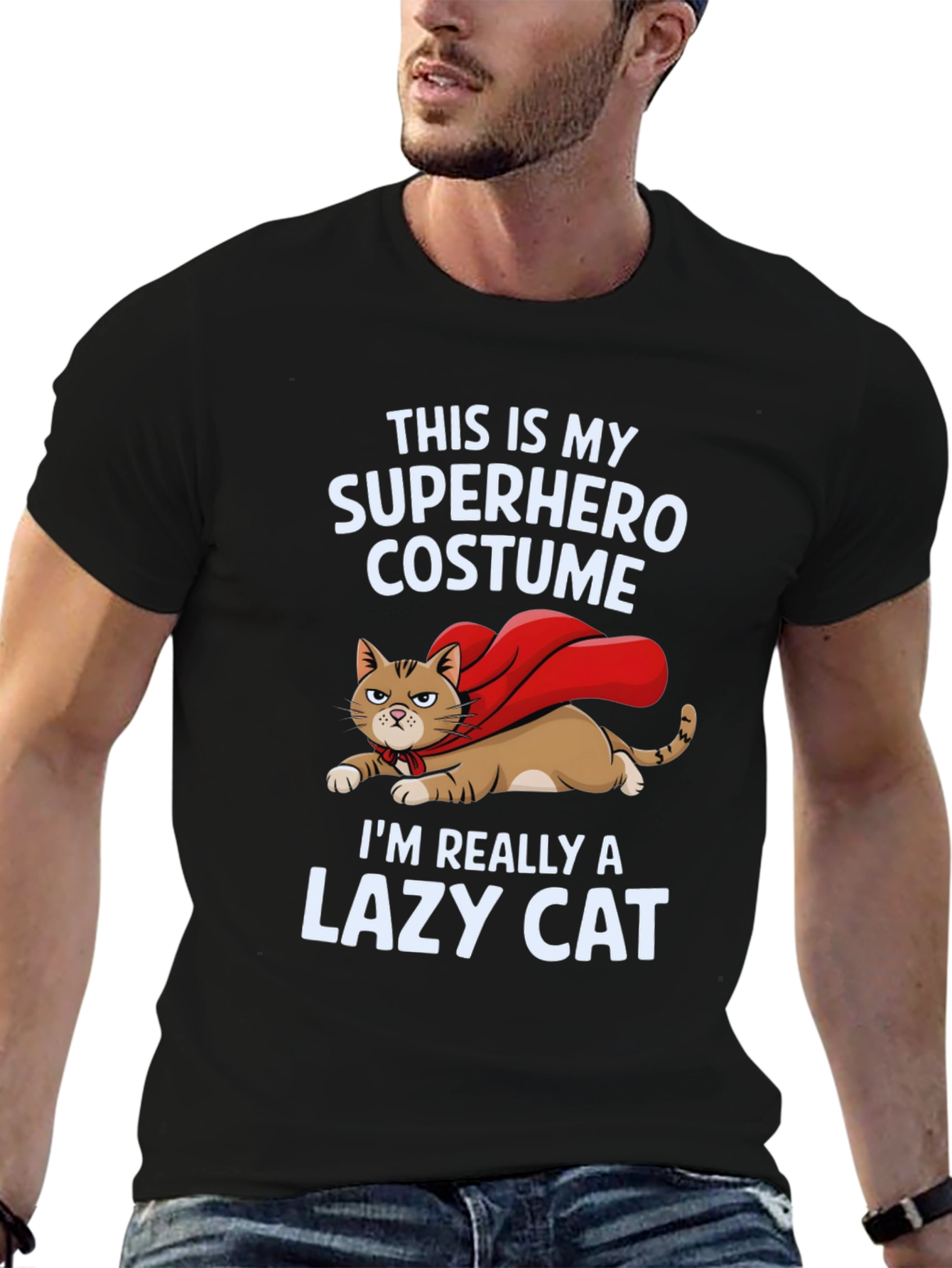 Superhero Lazy Cat Graphic Tee