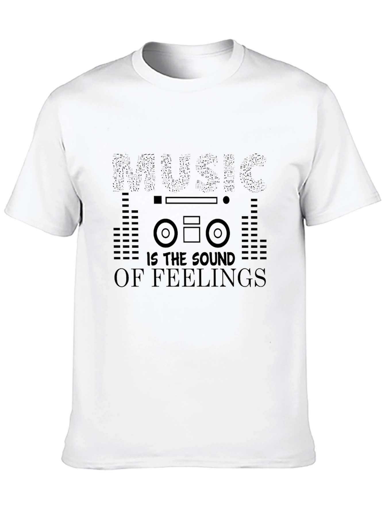 Music is the Sound of Feelings Black Graphic T-Shirt