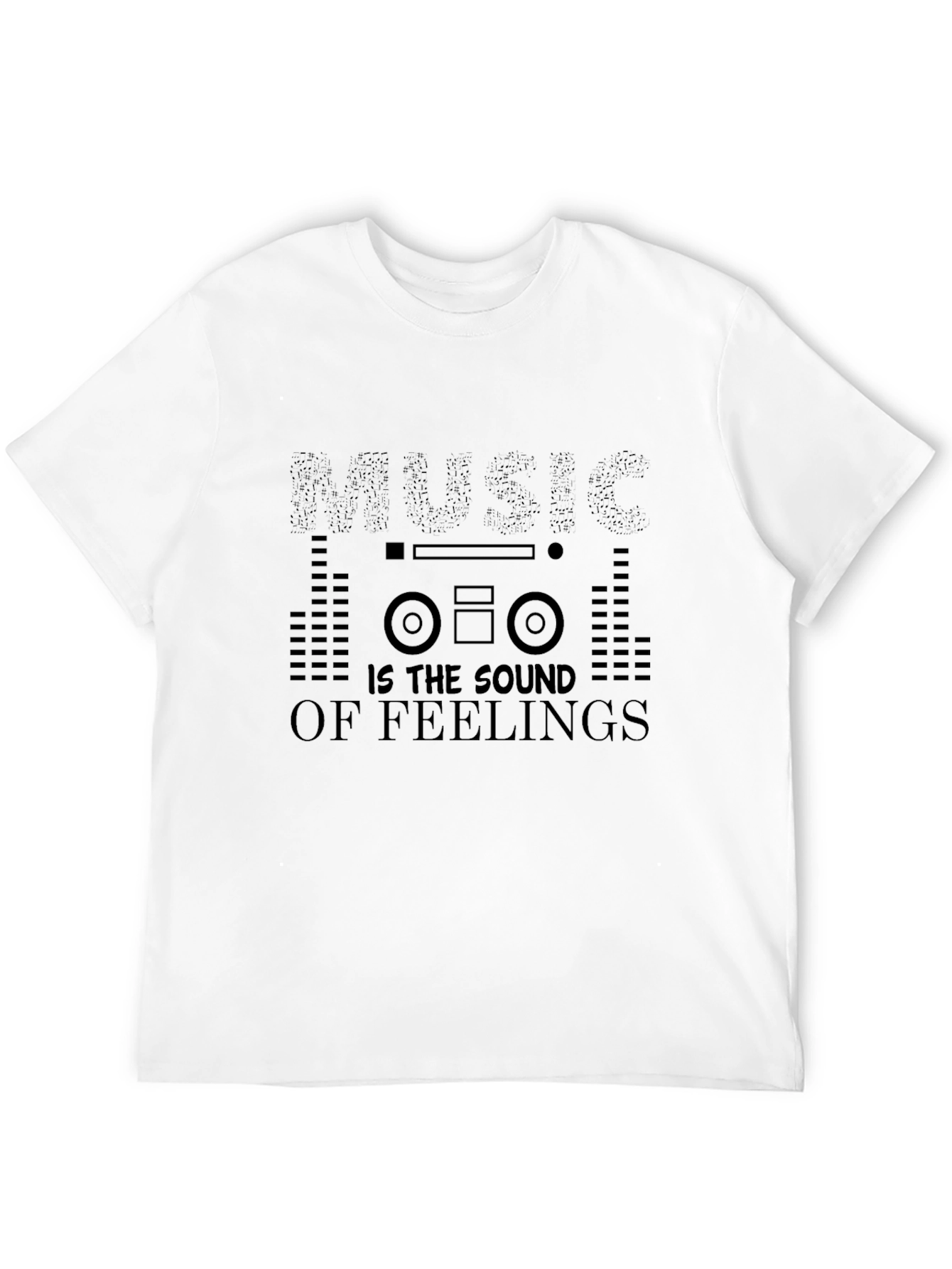 Music is the Sound of Feelings Black Graphic T-Shirt