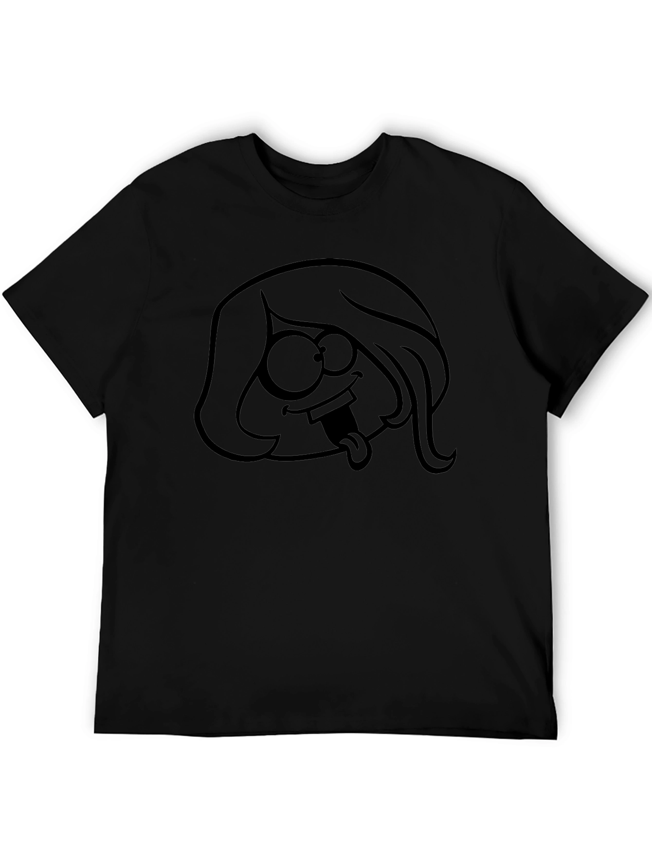 Funny Cartoon Graphic Print Black T-Shirt